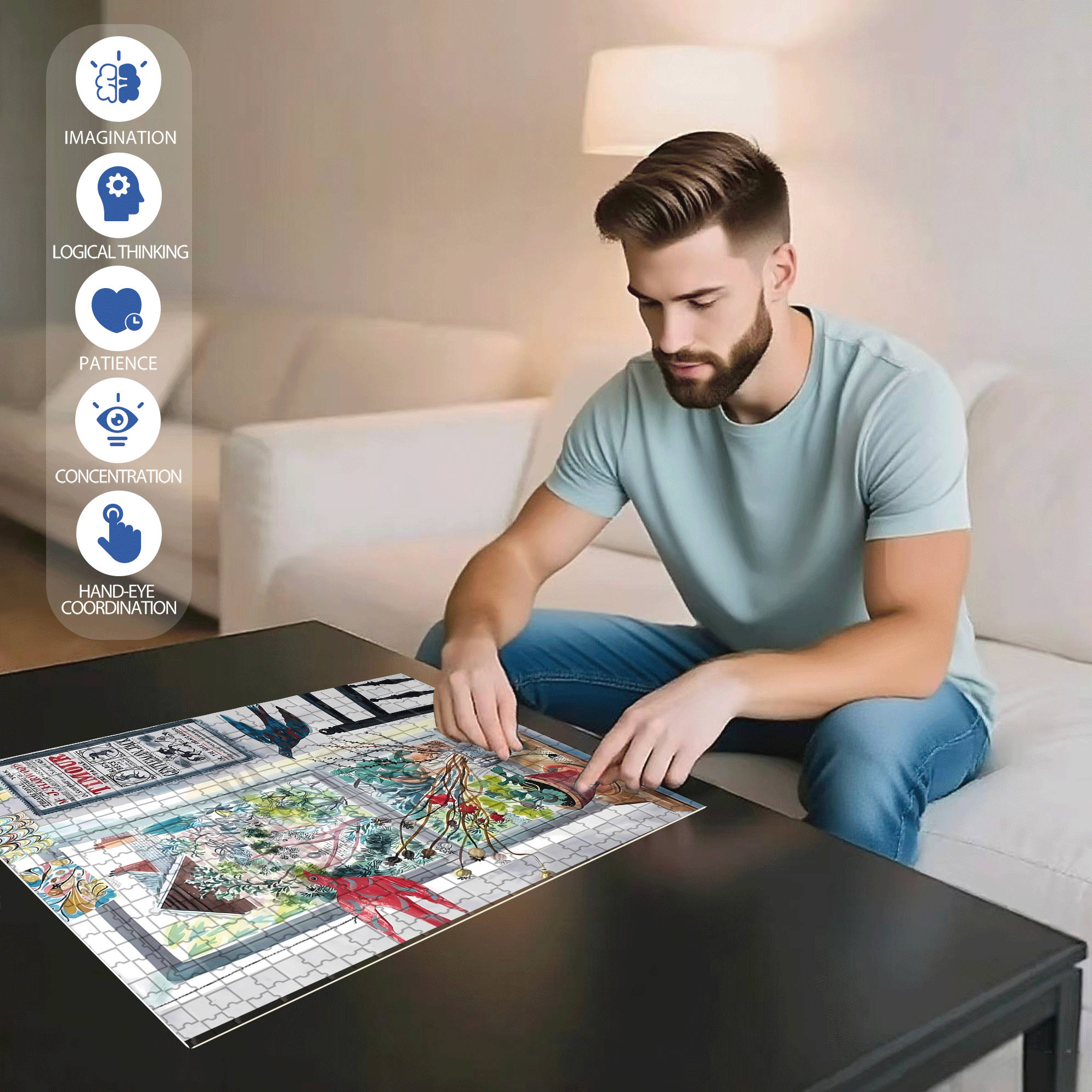 Still Life and Light 16 500pcs/1000pcs Jigsaw Puzzle, Scratch-Resistant, Interactive Family Game & Brain-Boosting DIY Decor, Perfect for Halloween, Christmas & New Year Gifts, Family Puzzle Game