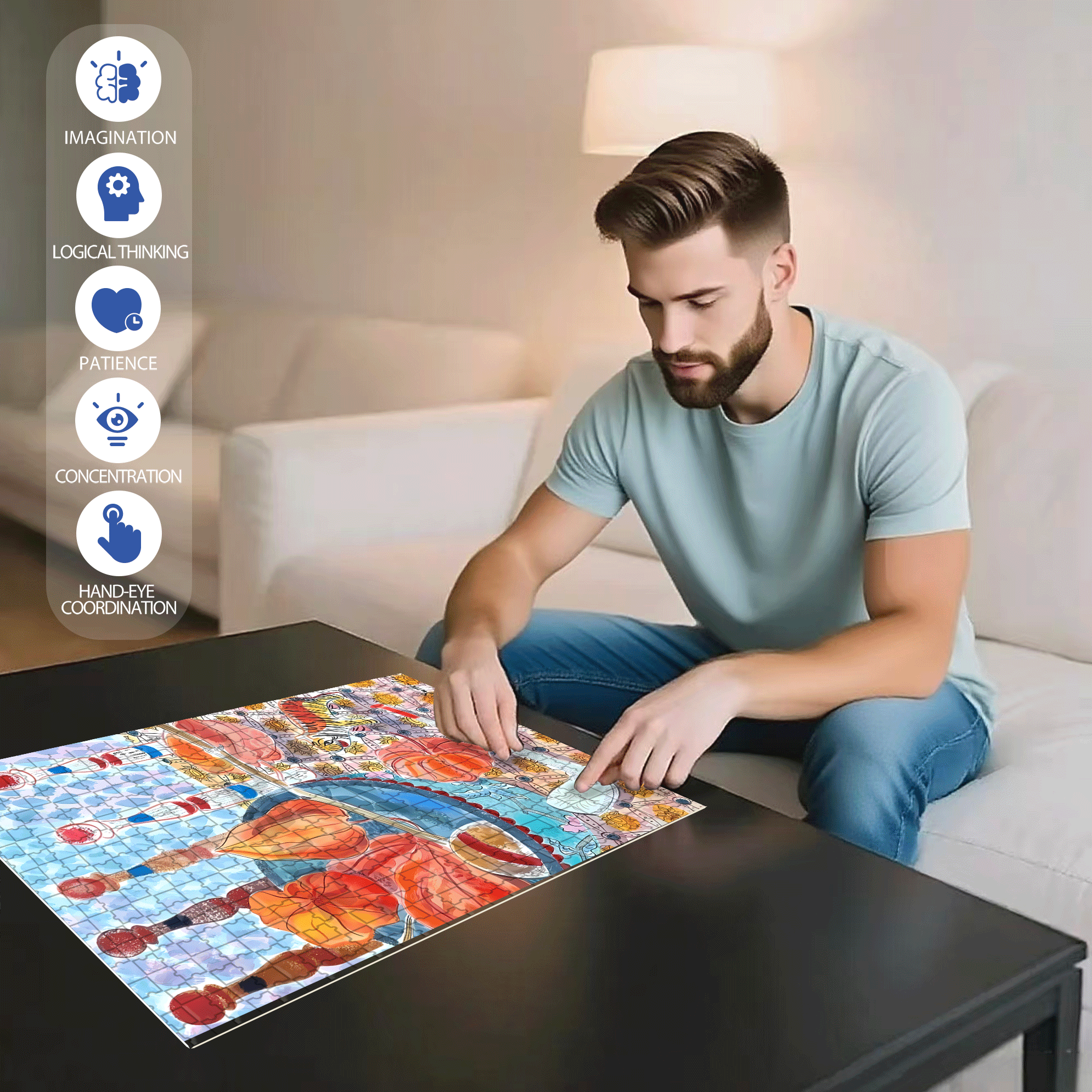 Still Life and Light 6 500pcs/1000pcs Jigsaw Puzzle, Scratch-Resistant, Interactive Family Game & Brain-Boosting DIY Decor, Perfect for Halloween, Christmas & New Year Gifts, Family Puzzle Game