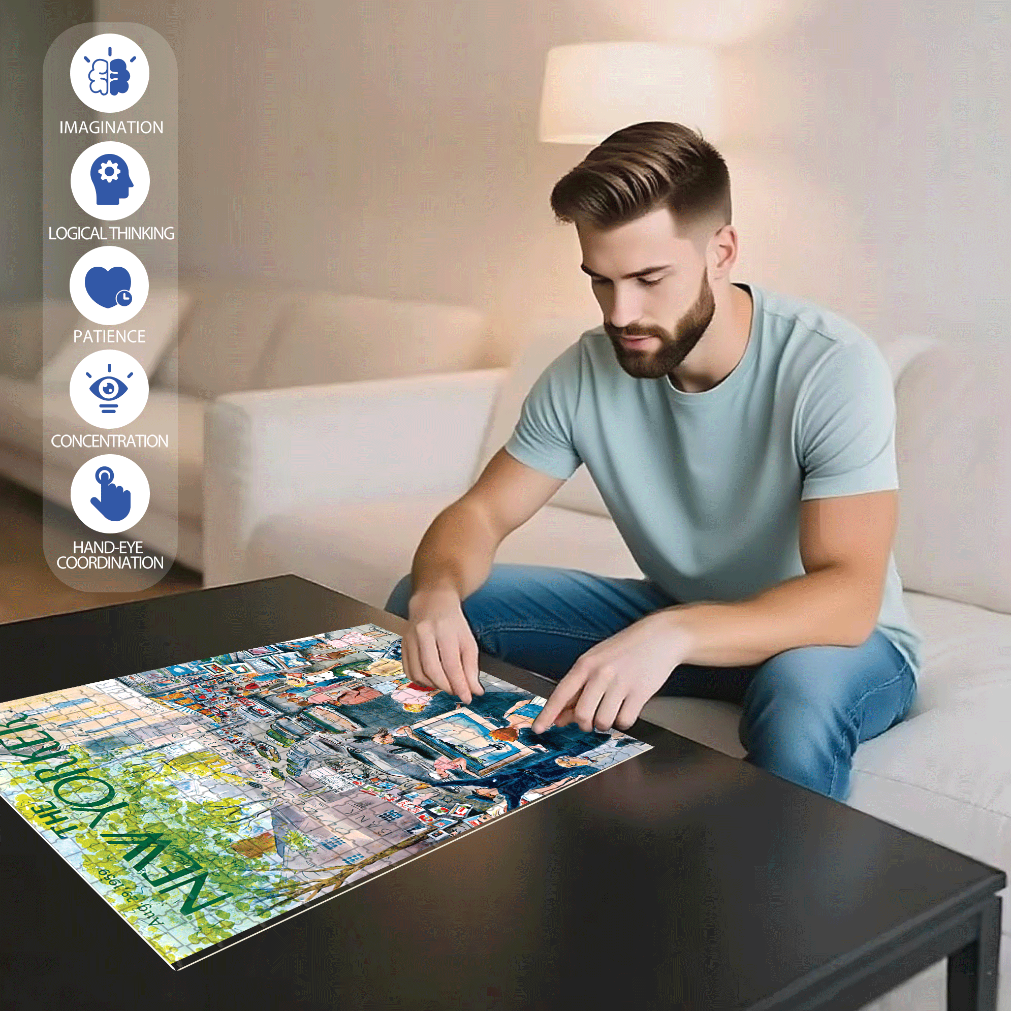 Art Festival 500pcs/1000pcs Jigsaw Puzzle, Scratch-Resistant, Interactive Family Game & Brain-Boosting DIY Decor, Perfect for Halloween, Christmas & New Year Gifts, Family Puzzle Game