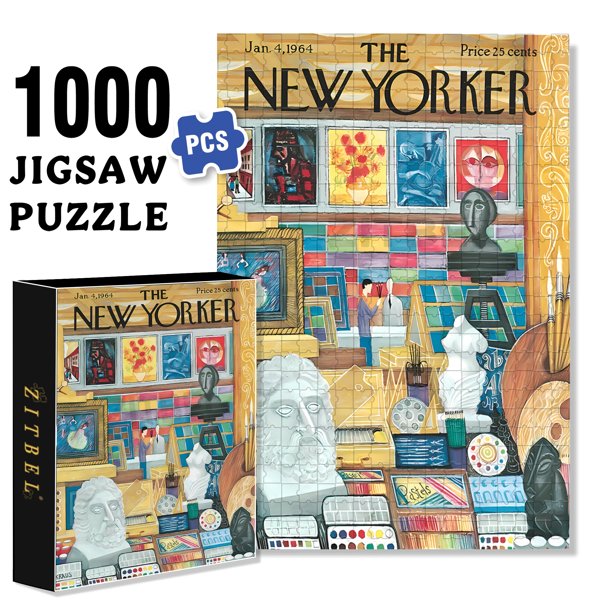 Art Shop 500pcs/1000pcs Jigsaw Puzzle, Scratch-Resistant, Interactive Family Game & Brain-Boosting DIY Decor, Perfect for Halloween, Christmas & New Year Gifts, Family Puzzle Game