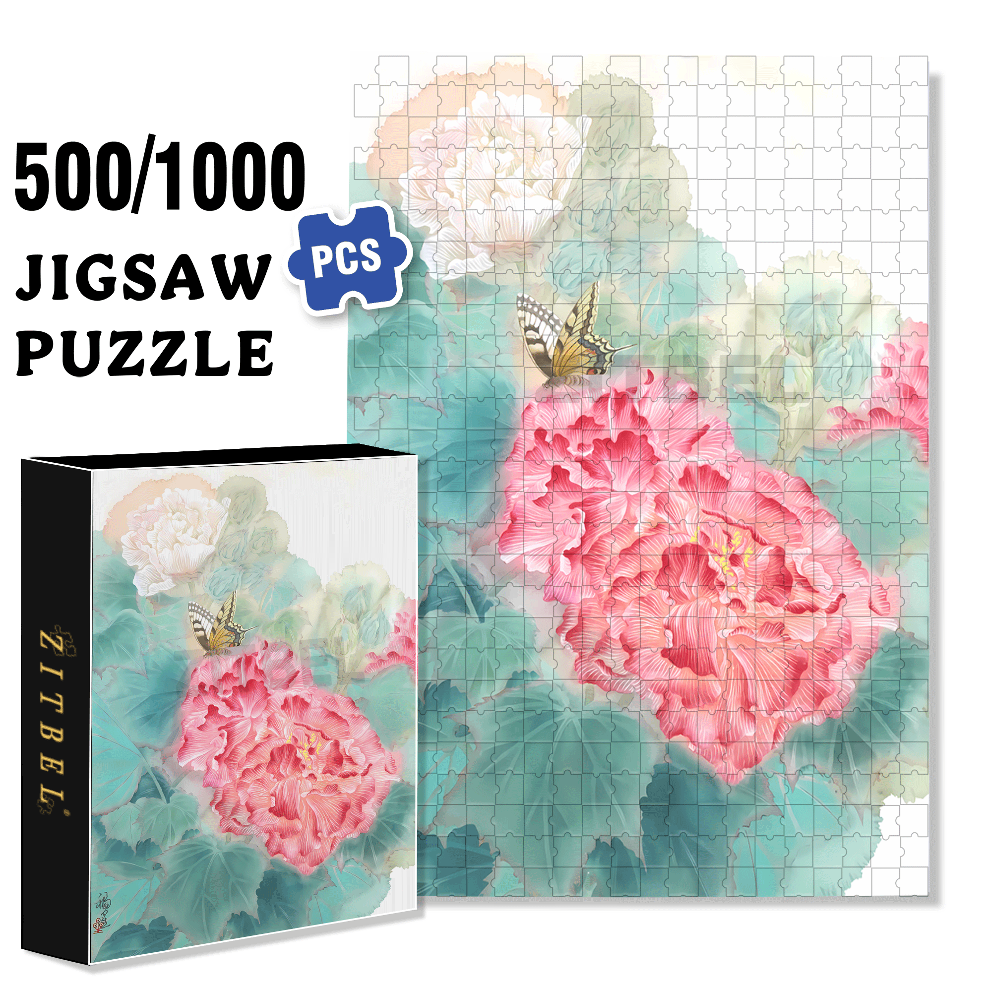 Beauty Flowers 500pcs/1000pcs Jigsaw Puzzle, Scratch-Resistant, Interactive Family Game & Brain-Boosting DIY Decor, Perfect for Halloween, Christmas & New Year Gifts, Family Puzzle Game