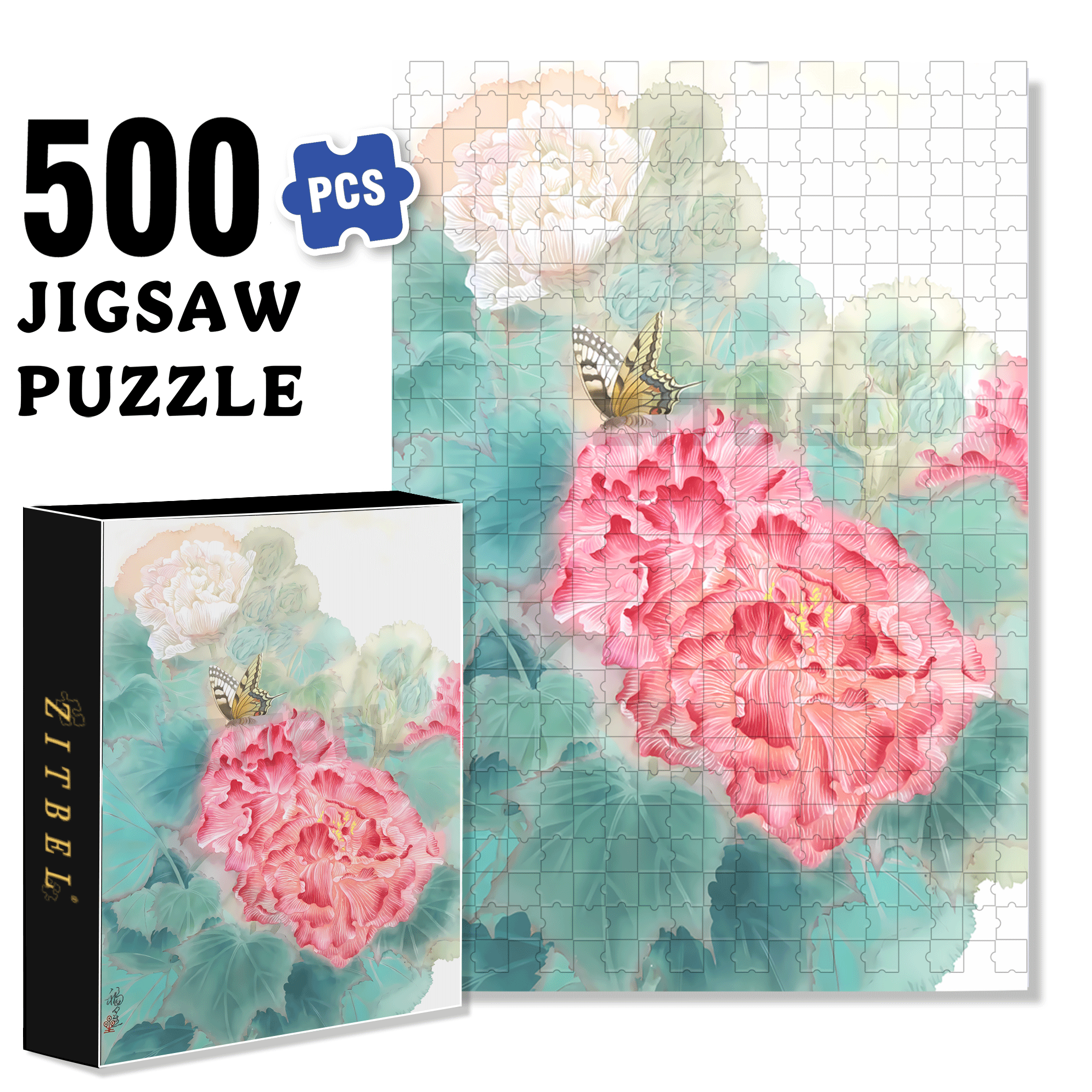 Beauty Flowers 500pcs/1000pcs Jigsaw Puzzle, Scratch-Resistant, Interactive Family Game & Brain-Boosting DIY Decor, Perfect for Halloween, Christmas & New Year Gifts, Family Puzzle Game