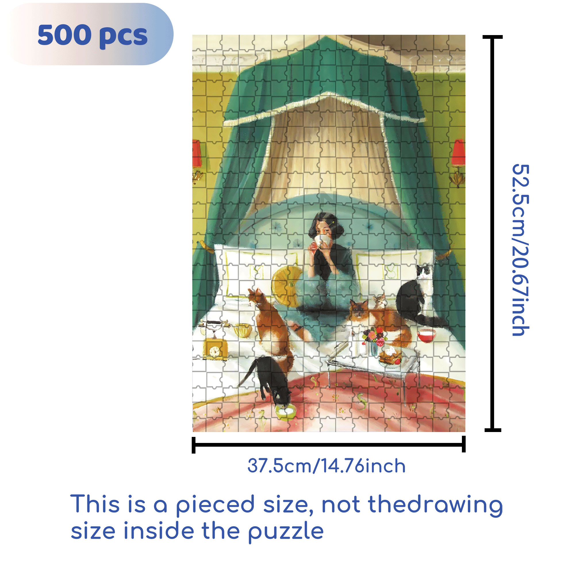 Breakfast in Bed 500pcs/1000pcs Jigsaw Puzzle, Scratch-Resistant, Interactive Family Game & Brain-Boosting DIY Decor, Perfect for Halloween, Christmas & New Year Gifts, Family Puzzle Game