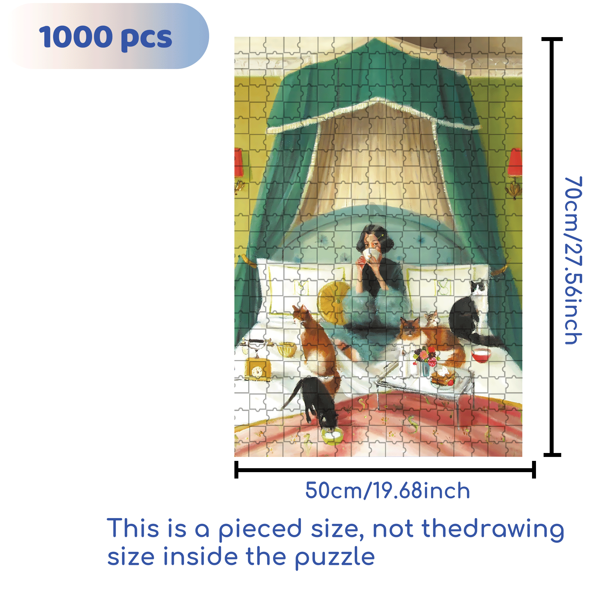Breakfast in Bed 500pcs/1000pcs Jigsaw Puzzle, Scratch-Resistant, Interactive Family Game & Brain-Boosting DIY Decor, Perfect for Halloween, Christmas & New Year Gifts, Family Puzzle Game