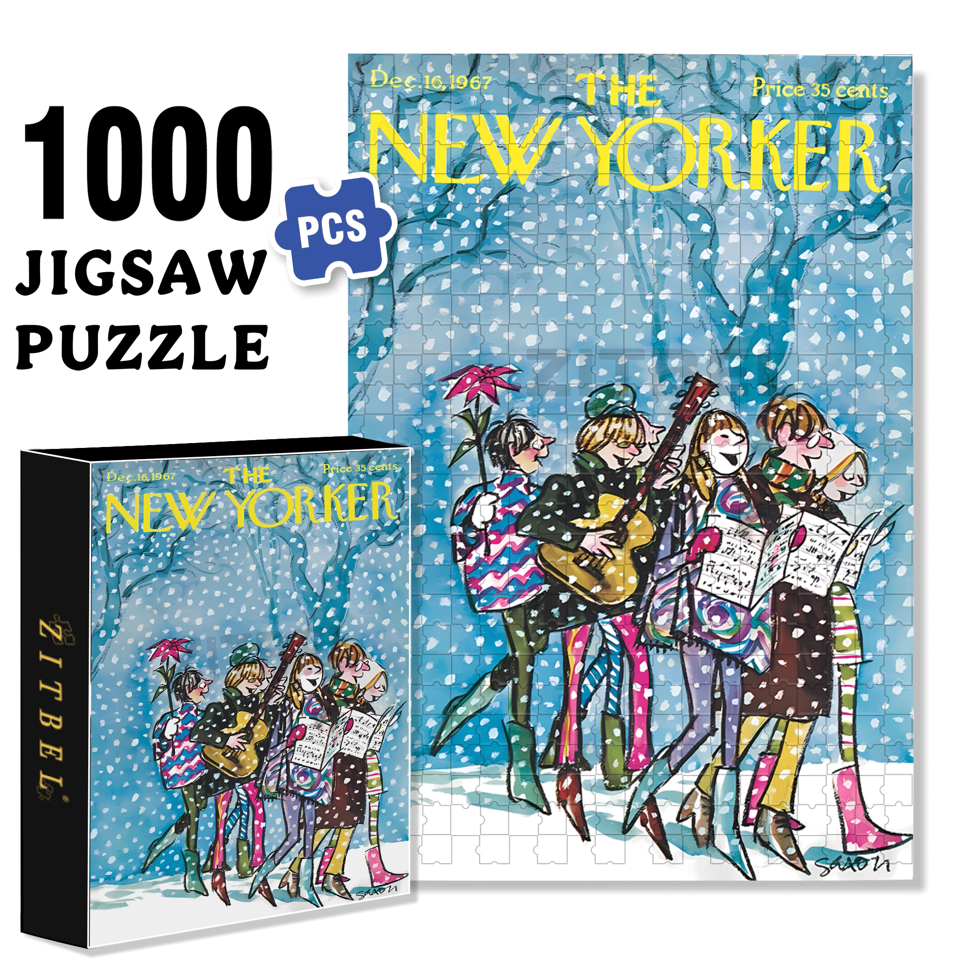 Caroling 500pcs/1000pcs Jigsaw Puzzle, Scratch-Resistant, Interactive Family Game & Brain-Boosting DIY Decor, Perfect for Halloween, Christmas & New Year Gifts, Family Puzzle Game