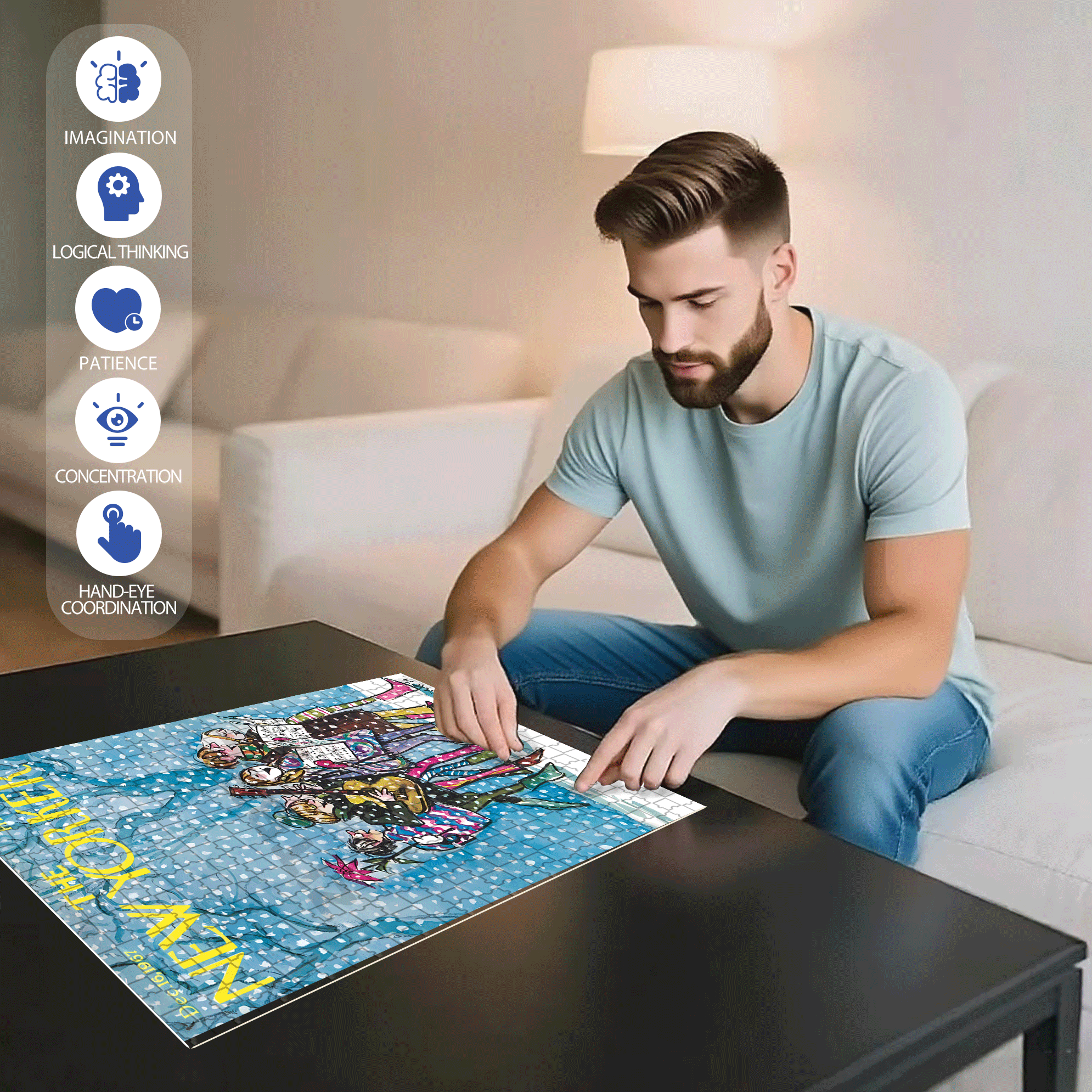 Caroling 500pcs/1000pcs Jigsaw Puzzle, Scratch-Resistant, Interactive Family Game & Brain-Boosting DIY Decor, Perfect for Halloween, Christmas & New Year Gifts, Family Puzzle Game