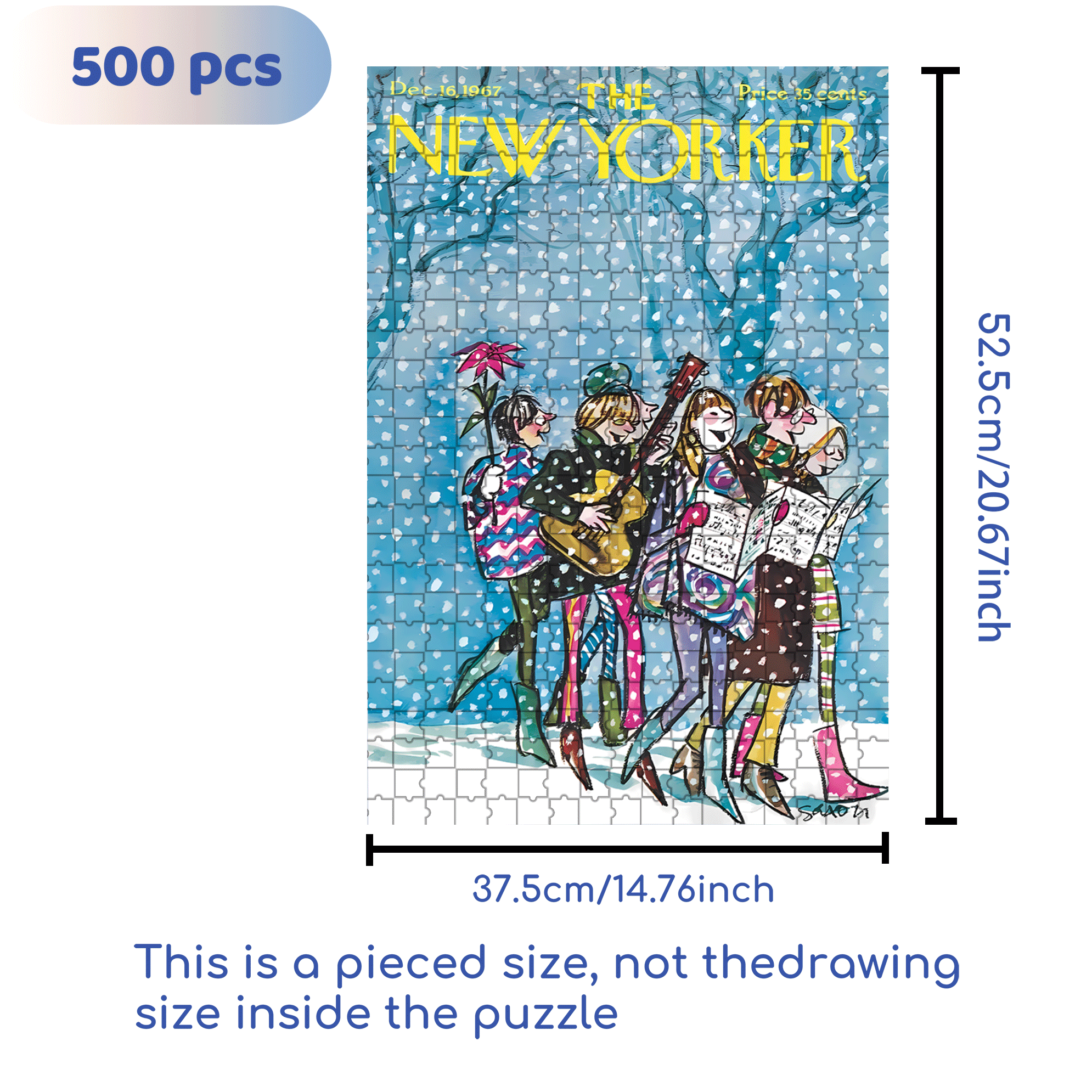 Caroling 500pcs/1000pcs Jigsaw Puzzle, Scratch-Resistant, Interactive Family Game & Brain-Boosting DIY Decor, Perfect for Halloween, Christmas & New Year Gifts, Family Puzzle Game