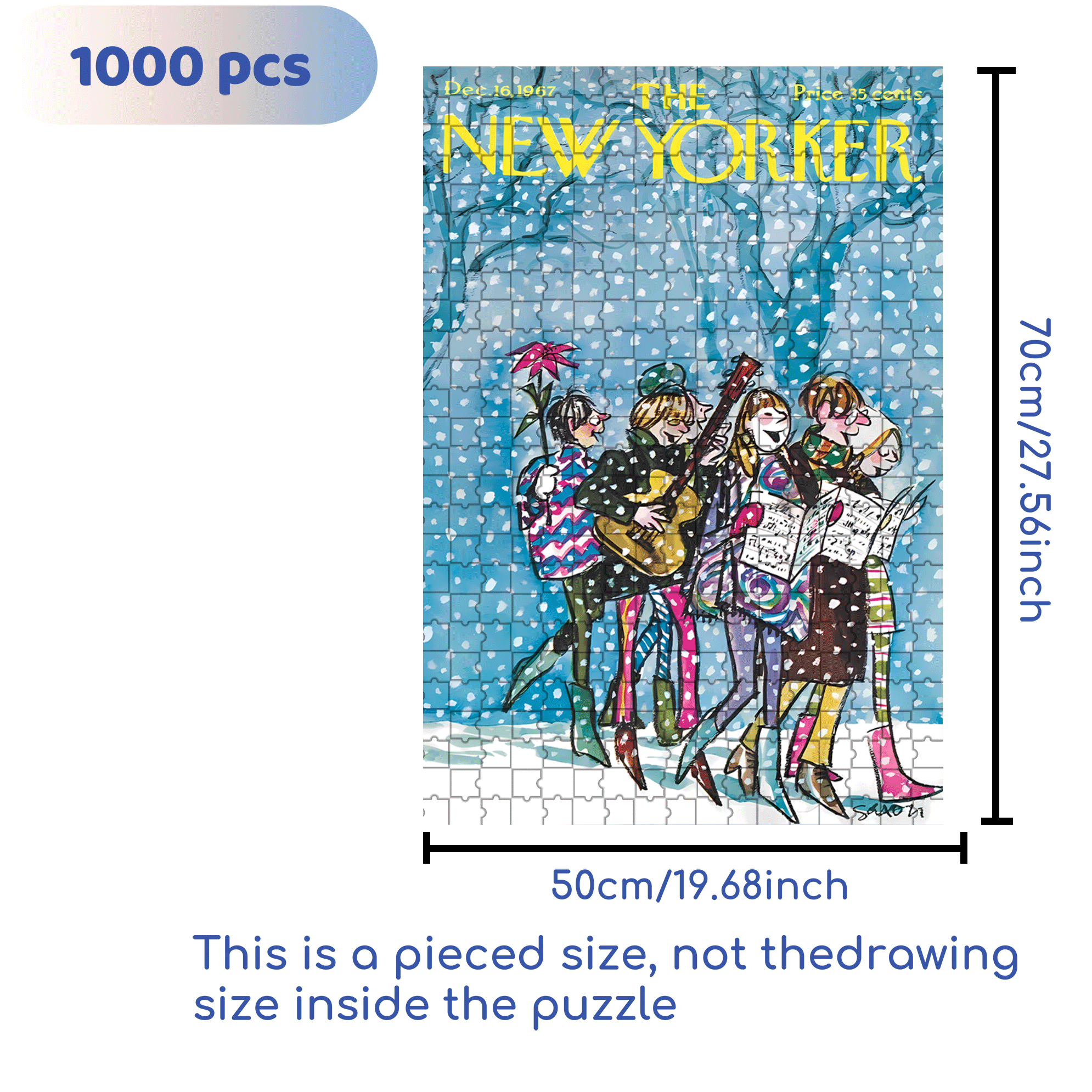Caroling 500pcs/1000pcs Jigsaw Puzzle, Scratch-Resistant, Interactive Family Game & Brain-Boosting DIY Decor, Perfect for Halloween, Christmas & New Year Gifts, Family Puzzle Game