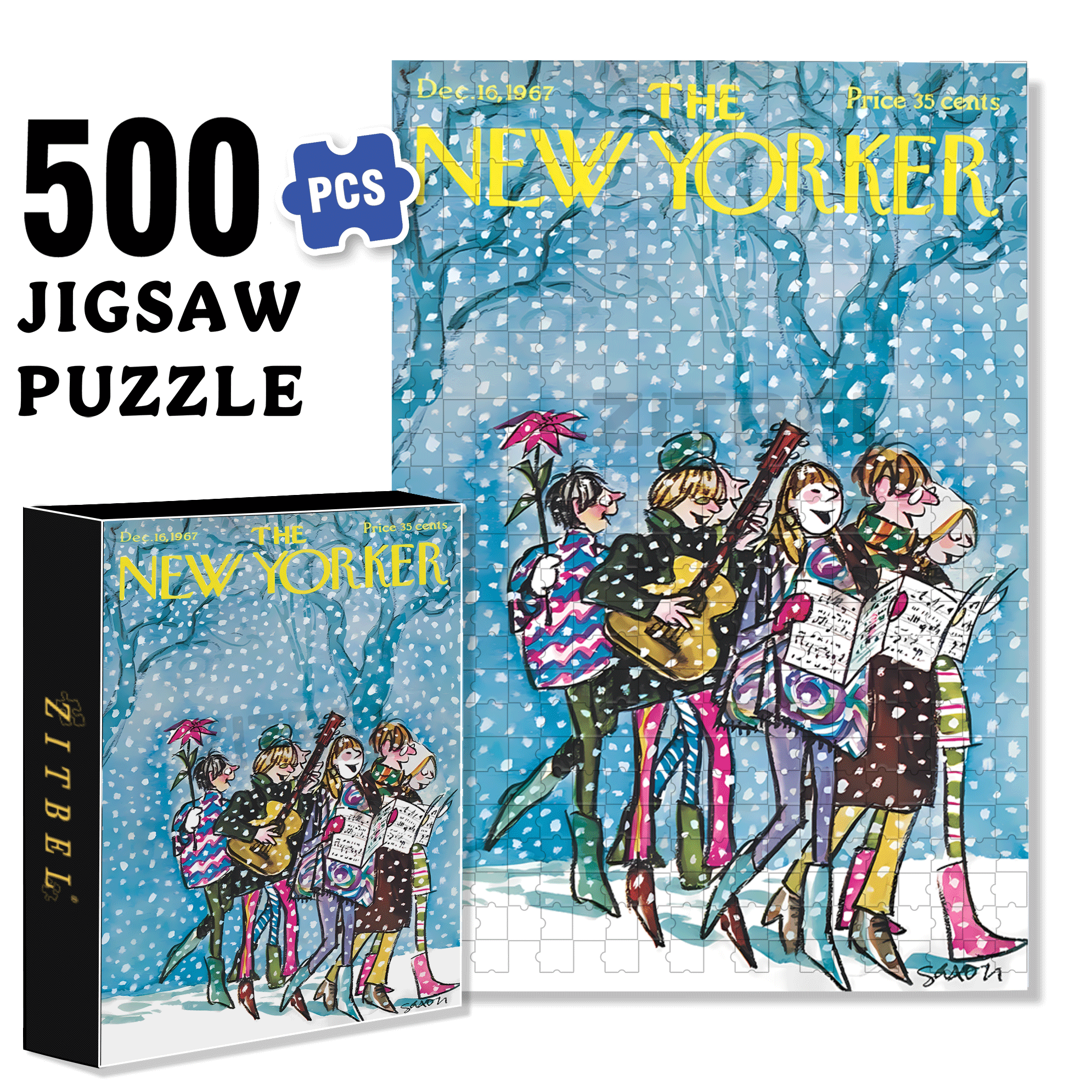 Caroling 500pcs/1000pcs Jigsaw Puzzle, Scratch-Resistant, Interactive Family Game & Brain-Boosting DIY Decor, Perfect for Halloween, Christmas & New Year Gifts, Family Puzzle Game