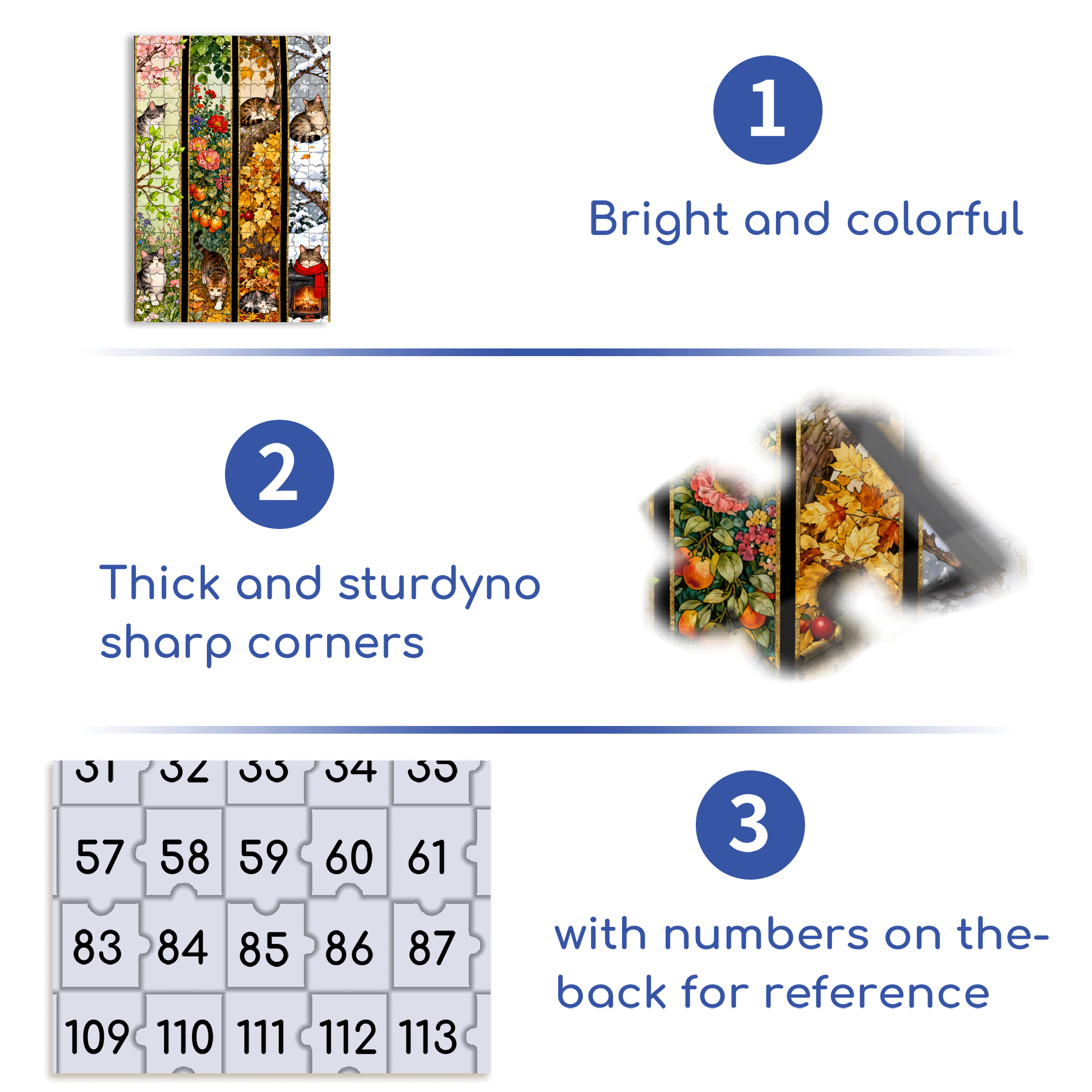 Cat's Seasons 500pcs/1000pcs Jigsaw Puzzle, Scratch-Resistant, Interactive Family Game & Brain-Boosting DIY Decor, Perfect for Halloween, Christmas & New Year Gifts, Family Puzzle Game