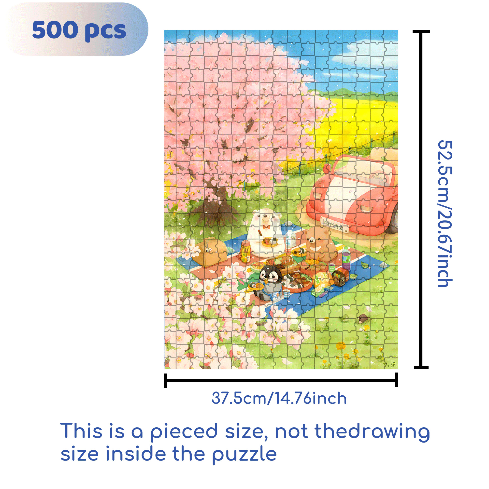 Cherry Blossoms In Spring 500pcs/1000pcs Jigsaw Puzzle, Scratch-Resistant, Interactive Family Game & Brain-Boosting DIY Decor, Perfect for Halloween, Christmas & New Year Gifts, Family Puzzle Game