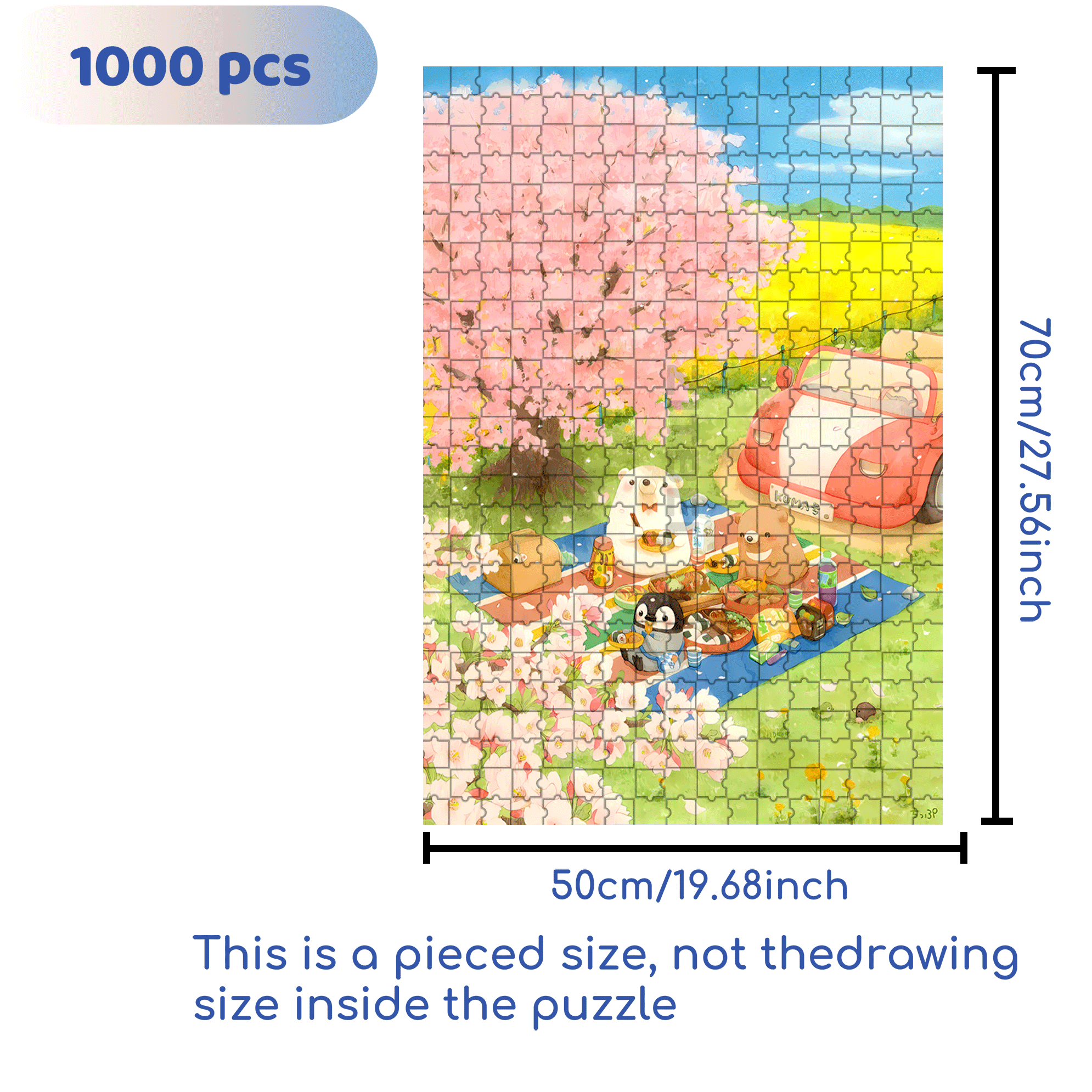 Cherry Blossoms In Spring 500pcs/1000pcs Jigsaw Puzzle, Scratch-Resistant, Interactive Family Game & Brain-Boosting DIY Decor, Perfect for Halloween, Christmas & New Year Gifts, Family Puzzle Game