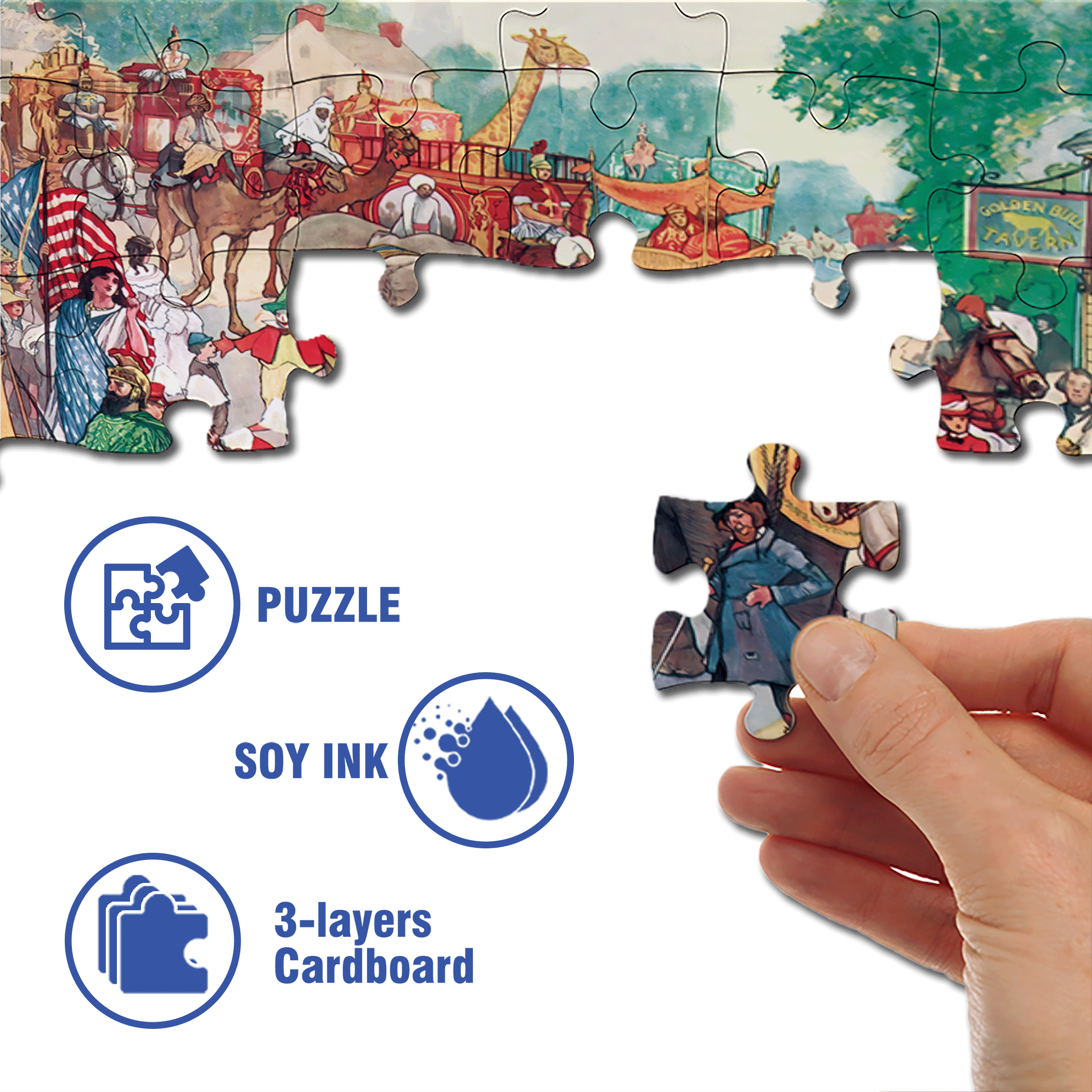 Circus Parade 500pcs/1000pcs Jigsaw Puzzle, Scratch-Resistant, Interactive Family Game & Brain-Boosting DIY Decor, Perfect for Halloween, Christmas & New Year Gifts, Family Puzzle Game