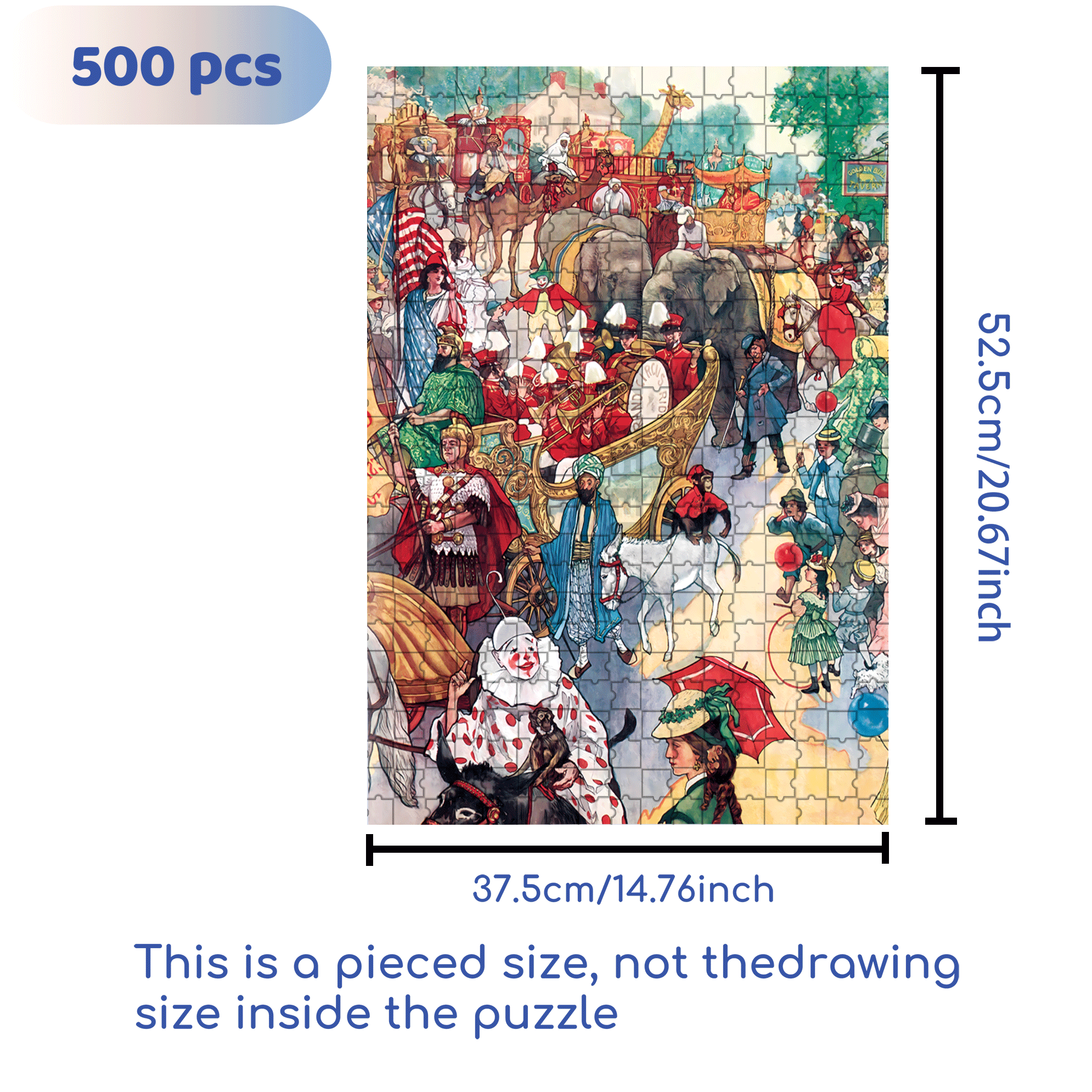 Circus Parade 500pcs/1000pcs Jigsaw Puzzle, Scratch-Resistant, Interactive Family Game & Brain-Boosting DIY Decor, Perfect for Halloween, Christmas & New Year Gifts, Family Puzzle Game