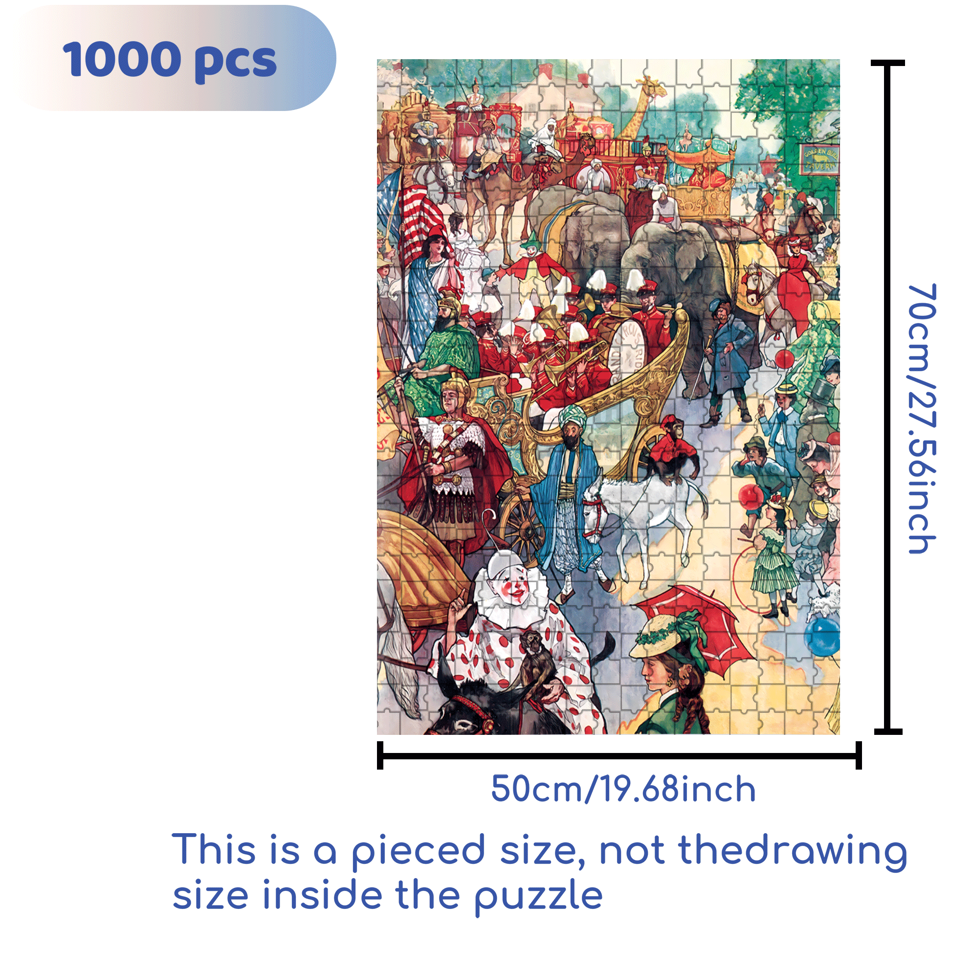 Circus Parade 500pcs/1000pcs Jigsaw Puzzle, Scratch-Resistant, Interactive Family Game & Brain-Boosting DIY Decor, Perfect for Halloween, Christmas & New Year Gifts, Family Puzzle Game