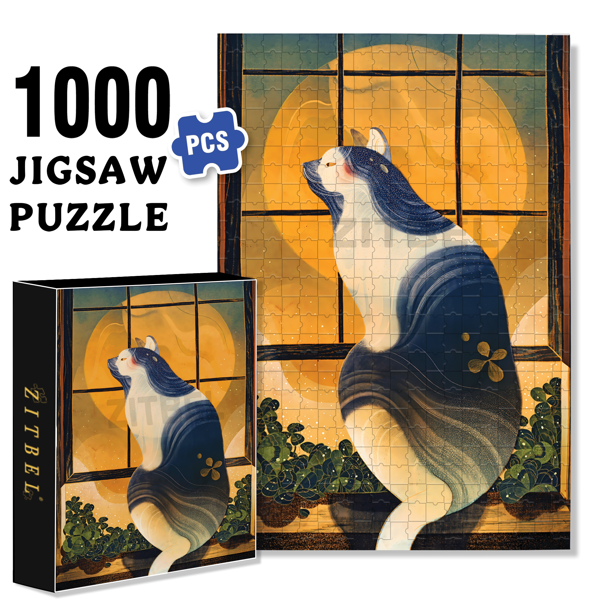 Clover 500pcs/1000pcs Jigsaw Puzzle, Scratch-Resistant, Interactive Family Game & Brain-Boosting DIY Decor, Perfect for Halloween, Christmas & New Year Gifts, Family Puzzle Game