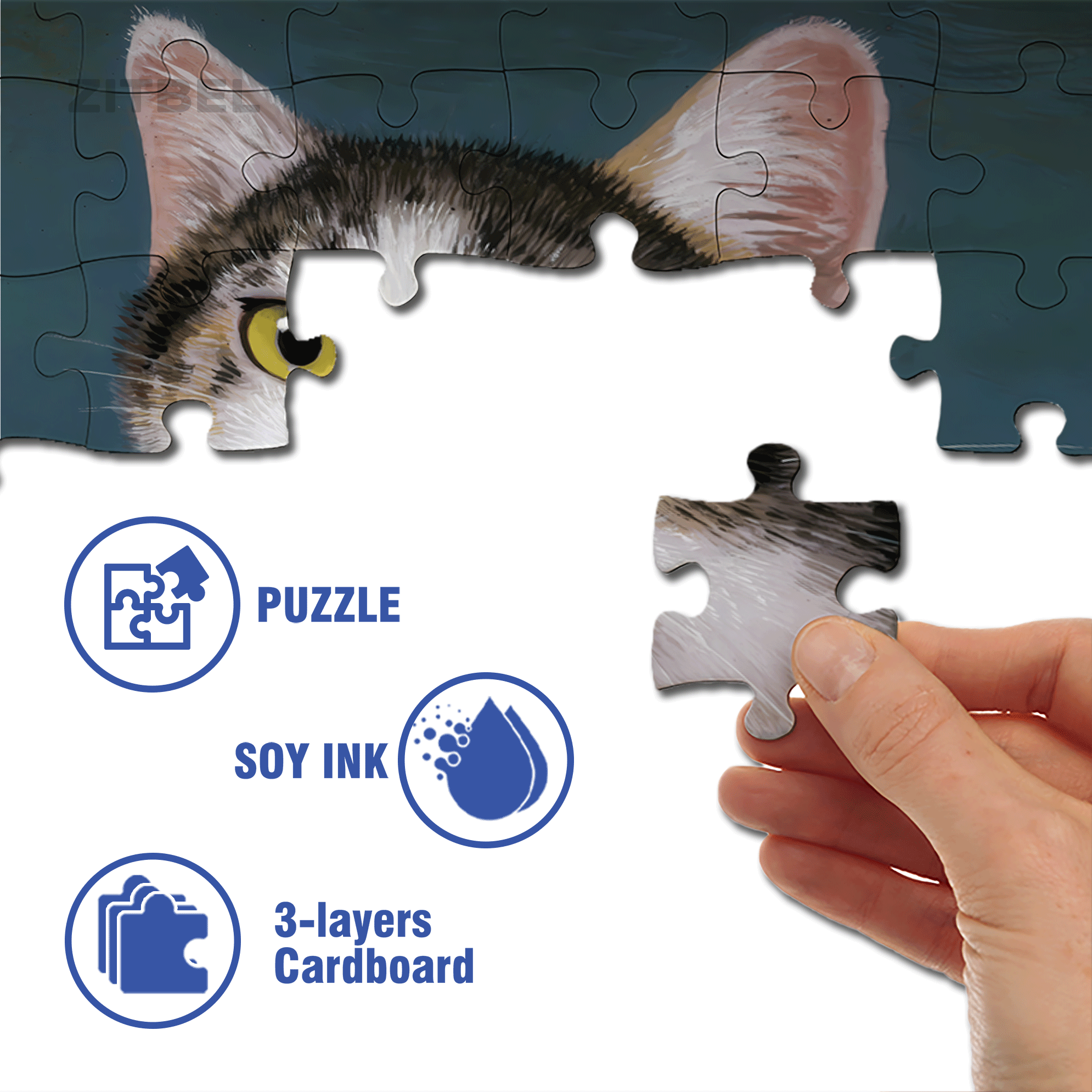 Copy Cat - Cloned Kitty 500pcs/1000pcs Jigsaw Puzzle, Scratch-Resistant, Interactive Family Game & Brain-Boosting DIY Decor, Perfect for Halloween, Christmas & New Year Gifts, Family Puzzle Game