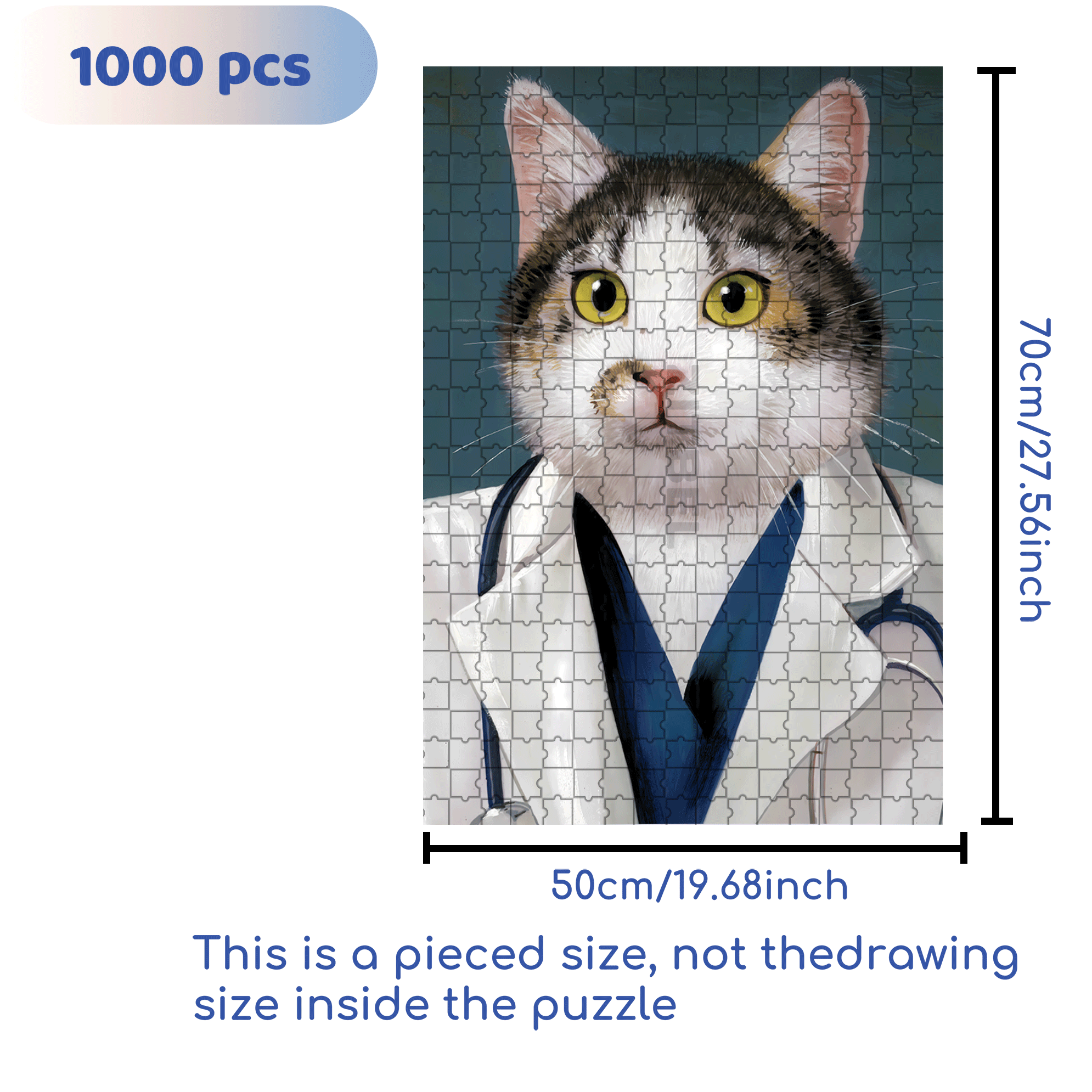 Copy Cat - Cloned Kitty 500pcs/1000pcs Jigsaw Puzzle, Scratch-Resistant, Interactive Family Game & Brain-Boosting DIY Decor, Perfect for Halloween, Christmas & New Year Gifts, Family Puzzle Game