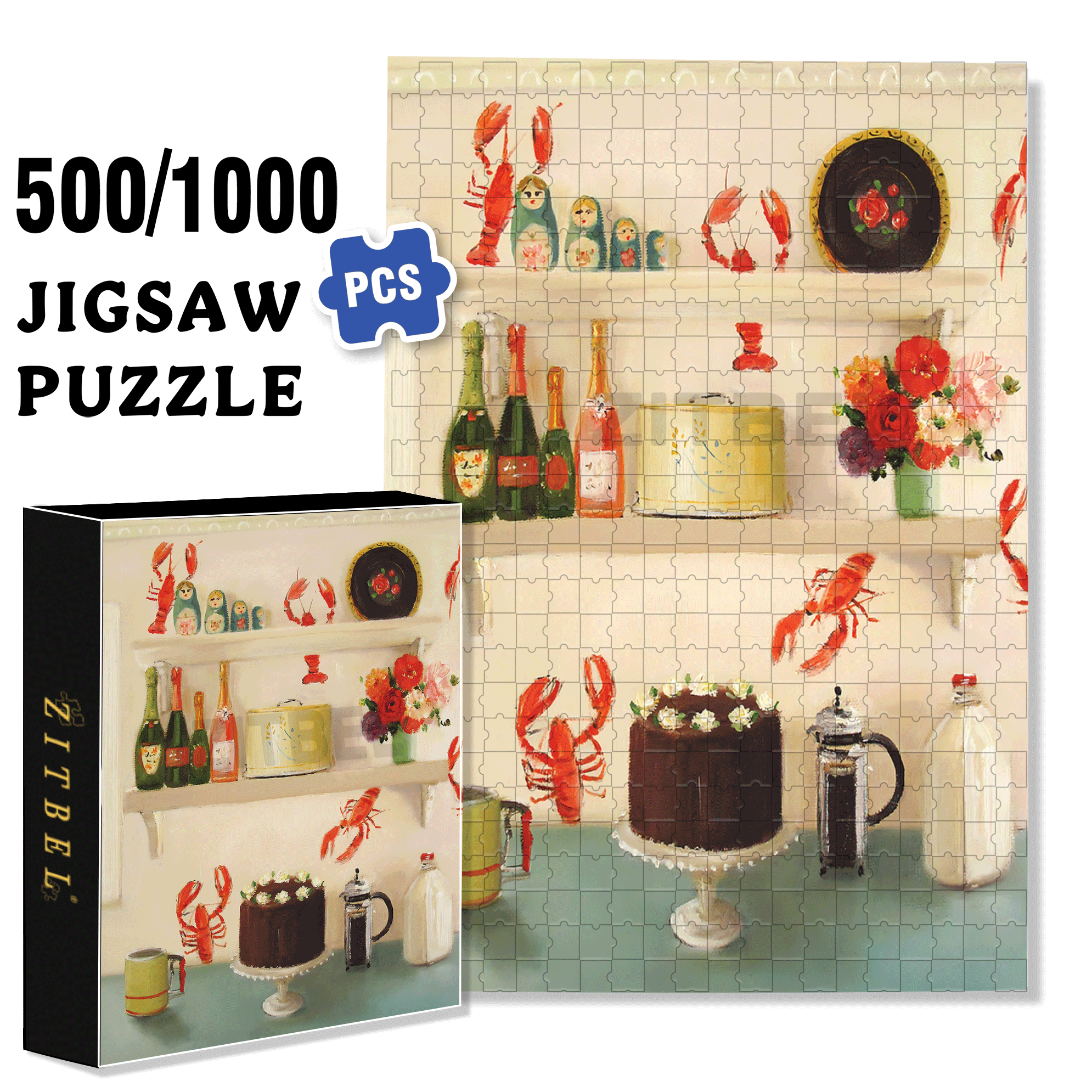 Devil's Food Cake 500pcs/1000pcs Jigsaw Puzzle, Scratch-Resistant, Interactive Family Game & Brain-Boosting DIY Decor, Perfect for Halloween, Christmas & New Year Gifts, Family Puzzle Game