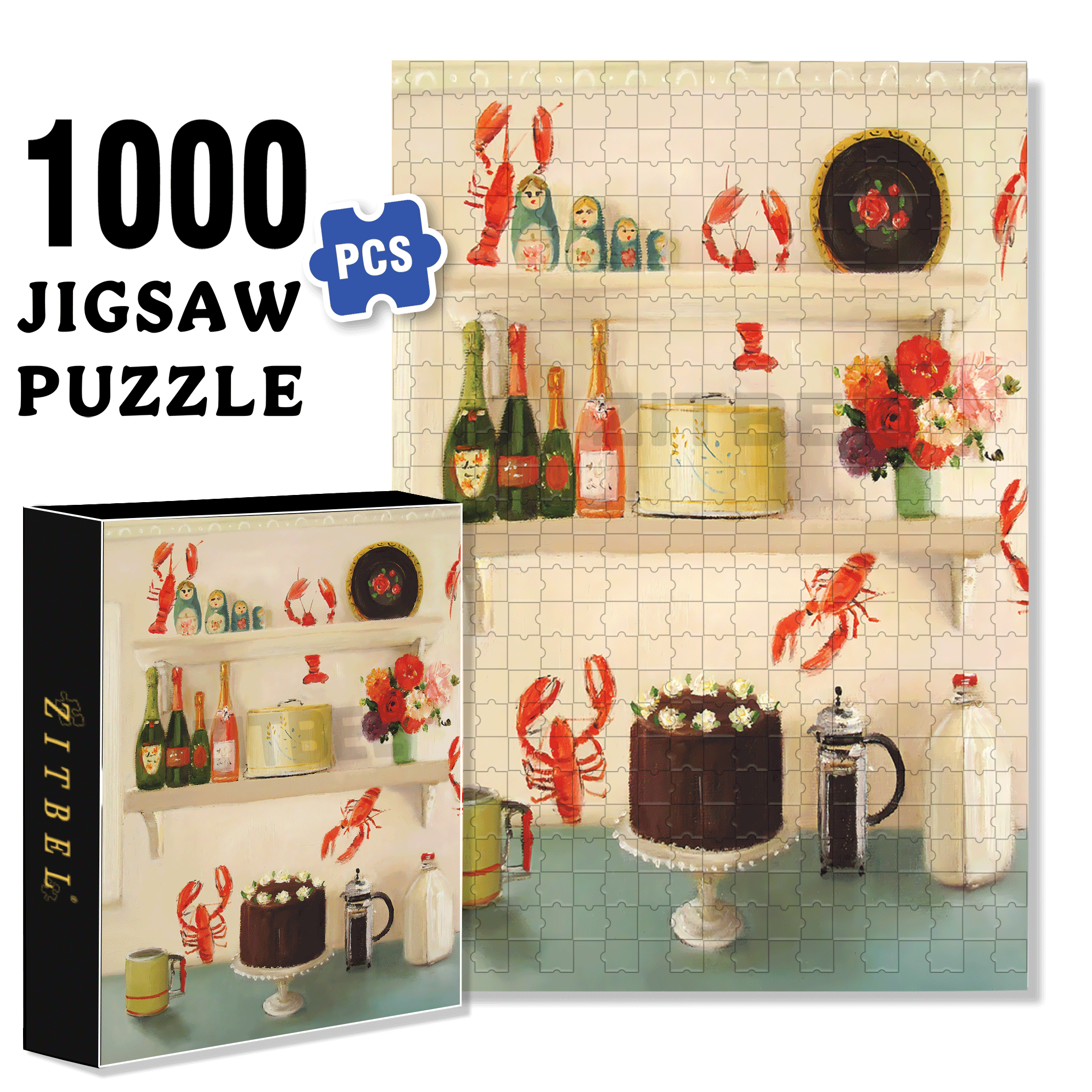 Devil's Food Cake 500pcs/1000pcs Jigsaw Puzzle, Scratch-Resistant, Interactive Family Game & Brain-Boosting DIY Decor, Perfect for Halloween, Christmas & New Year Gifts, Family Puzzle Game