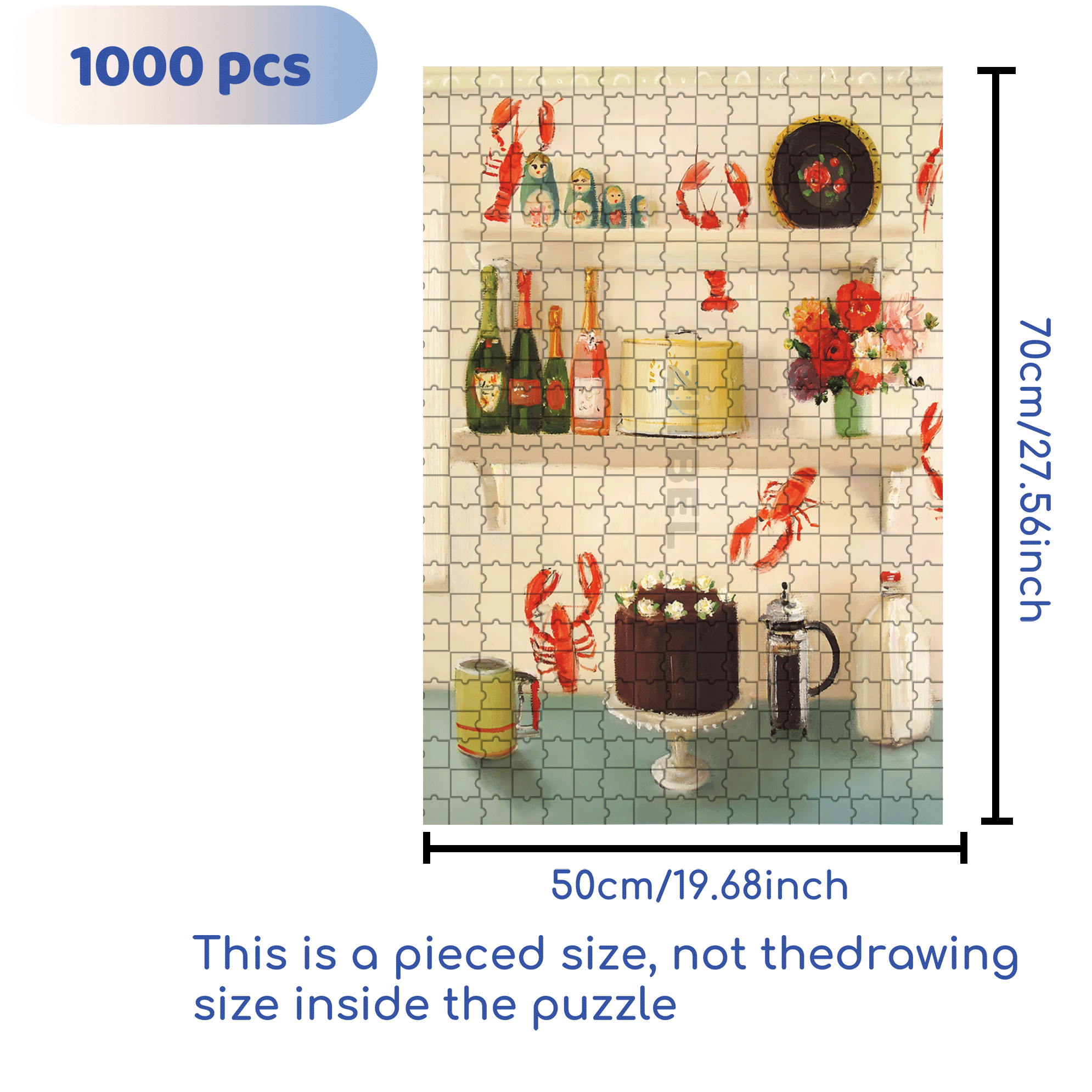 Devil's Food Cake 500pcs/1000pcs Jigsaw Puzzle, Scratch-Resistant, Interactive Family Game & Brain-Boosting DIY Decor, Perfect for Halloween, Christmas & New Year Gifts, Family Puzzle Game
