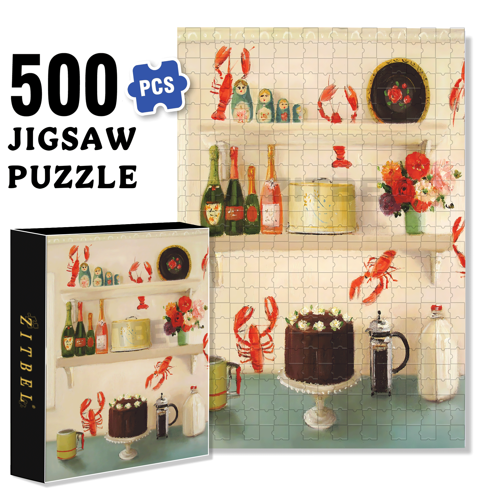 Devil's Food Cake 500pcs/1000pcs Jigsaw Puzzle, Scratch-Resistant, Interactive Family Game & Brain-Boosting DIY Decor, Perfect for Halloween, Christmas & New Year Gifts, Family Puzzle Game