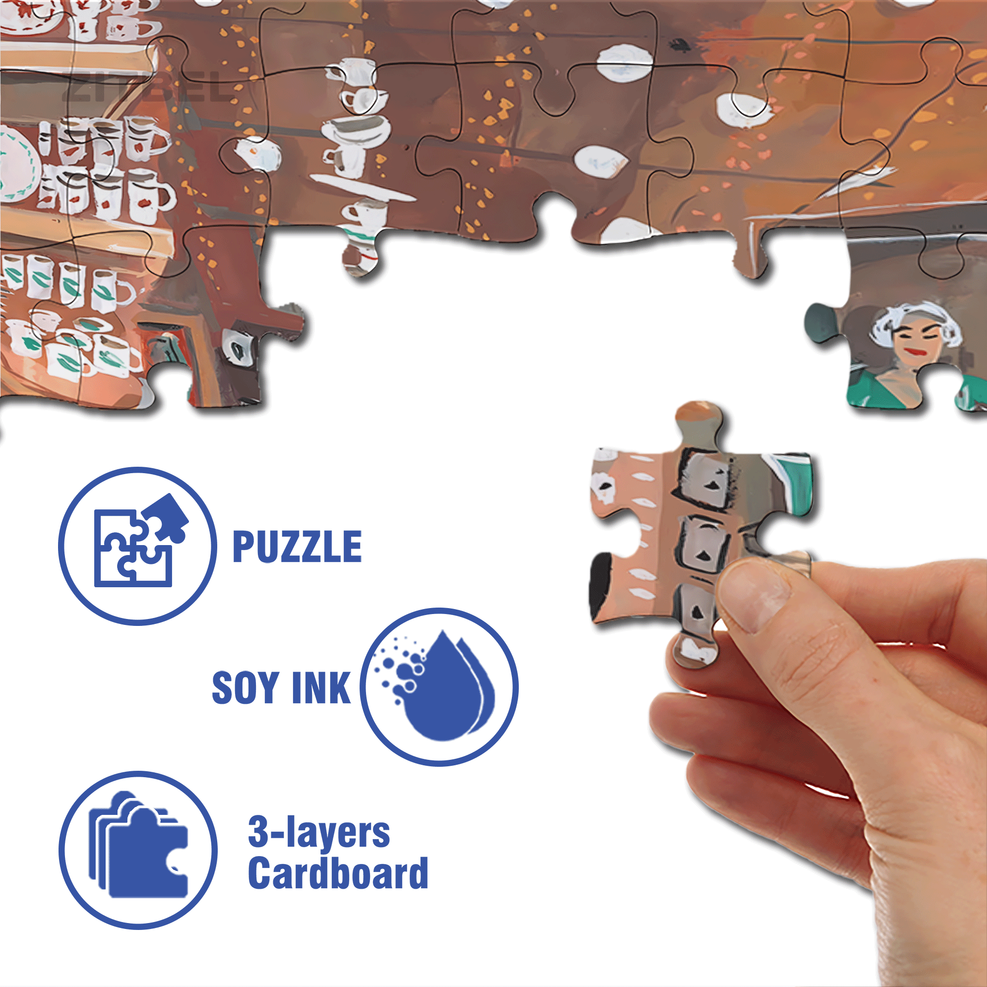 Dish Store 500pcs/1000pcs Jigsaw Puzzle, Scratch-Resistant, Interactive Family Game & Brain-Boosting DIY Decor, Perfect for Halloween, Christmas & New Year Gifts, Family Puzzle Game