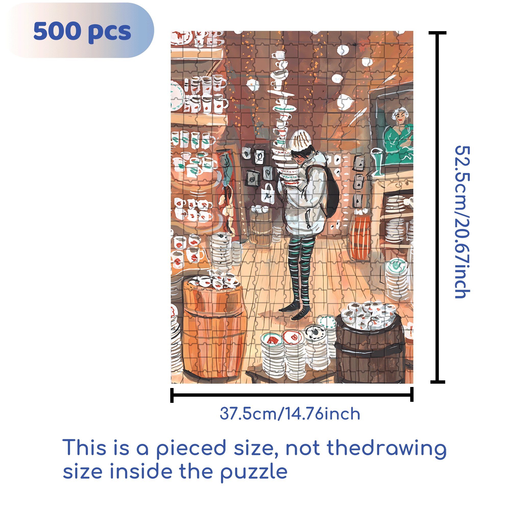 Dish Store 500pcs/1000pcs Jigsaw Puzzle, Scratch-Resistant, Interactive Family Game & Brain-Boosting DIY Decor, Perfect for Halloween, Christmas & New Year Gifts, Family Puzzle Game
