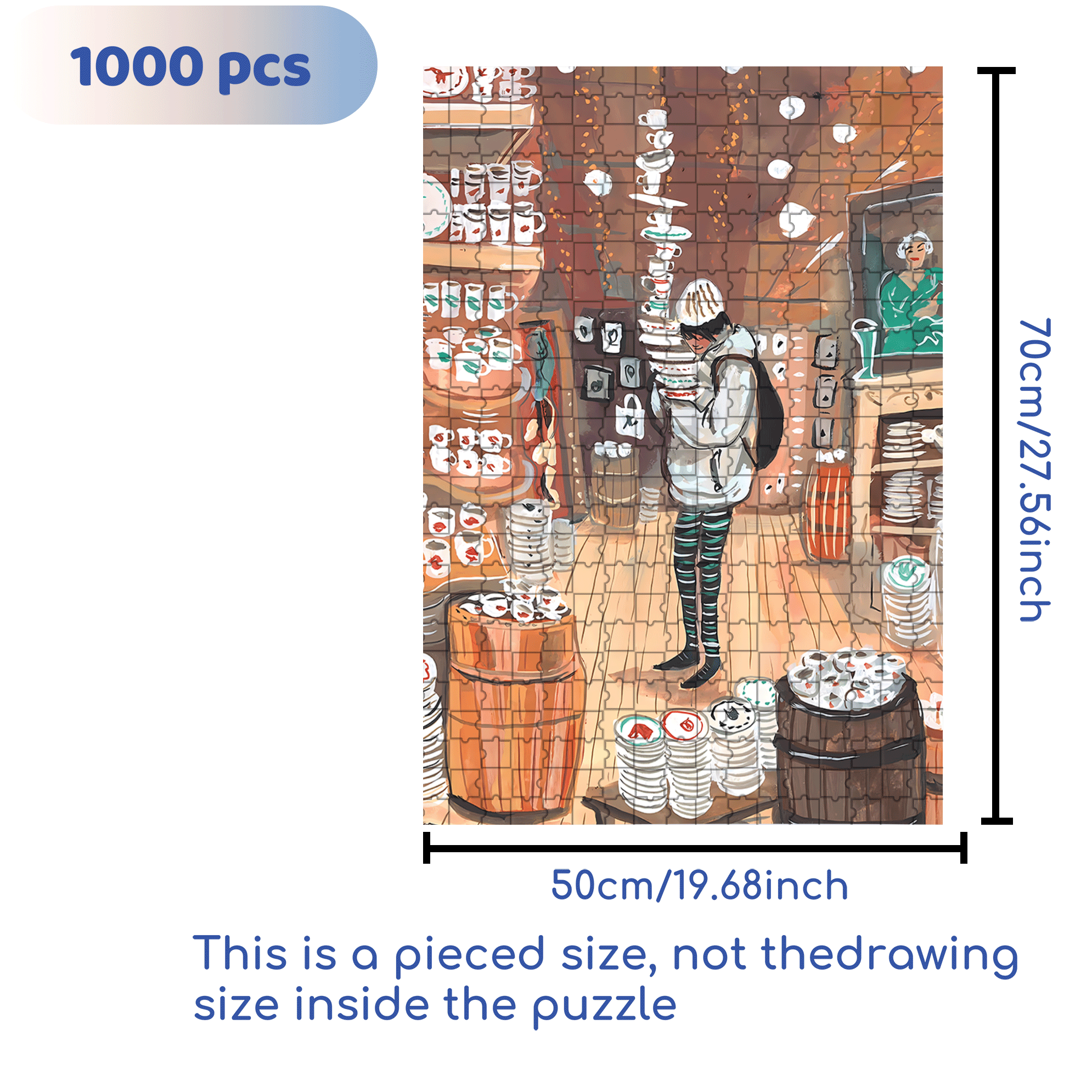 Dish Store 500pcs/1000pcs Jigsaw Puzzle, Scratch-Resistant, Interactive Family Game & Brain-Boosting DIY Decor, Perfect for Halloween, Christmas & New Year Gifts, Family Puzzle Game