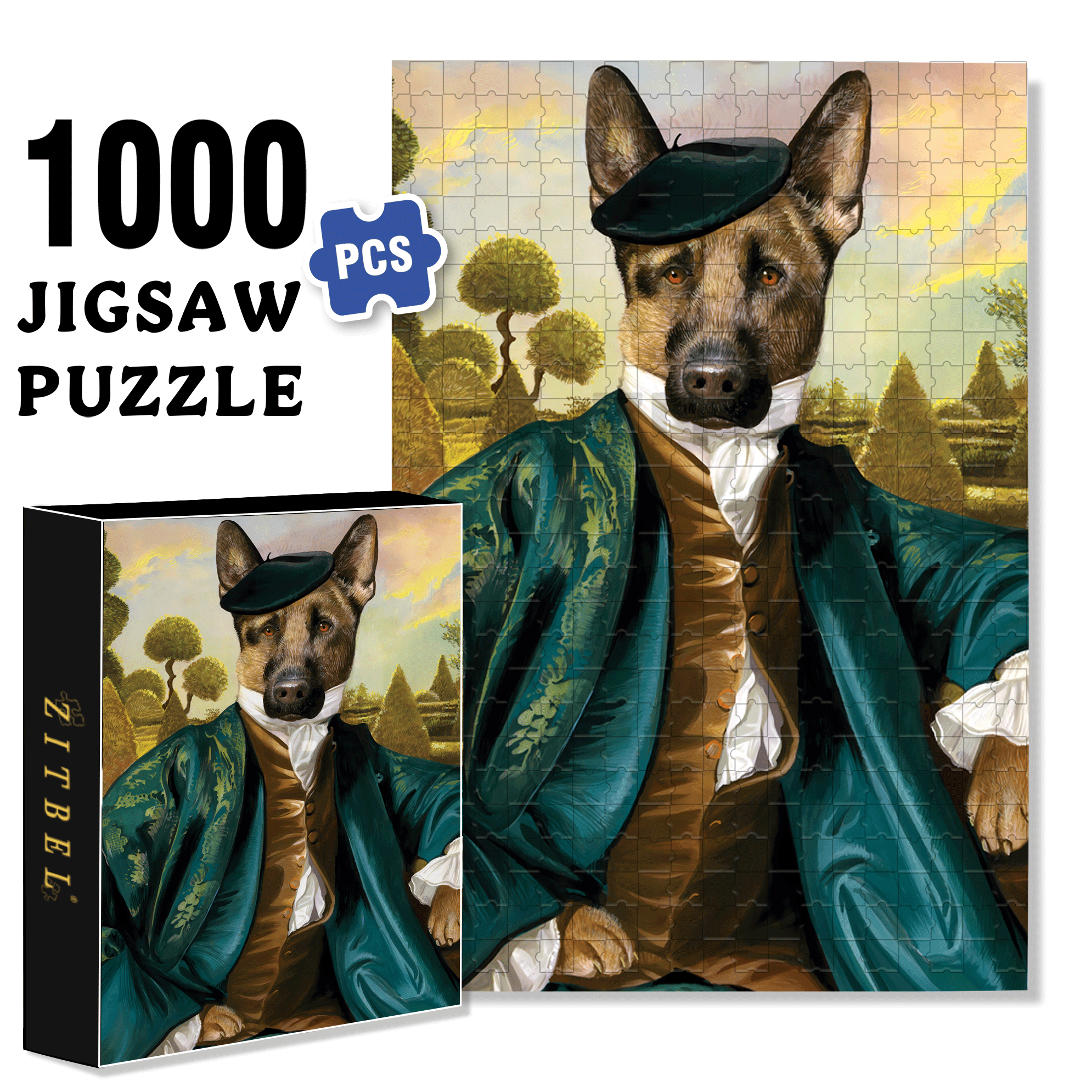 Distinguished Dog 500pcs/1000pcs Jigsaw Puzzle, Scratch-Resistant, Interactive Family Game & Brain-Boosting DIY Decor, Perfect for Halloween, Christmas & New Year Gifts, Family Puzzle Game
