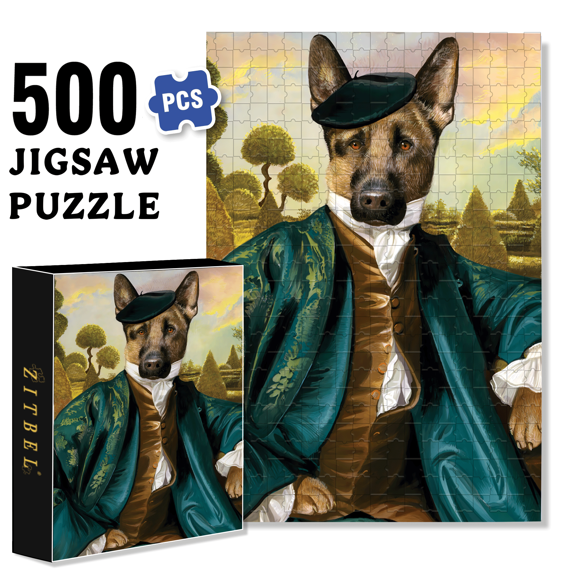 Distinguished Dog 500pcs/1000pcs Jigsaw Puzzle, Scratch-Resistant, Interactive Family Game & Brain-Boosting DIY Decor, Perfect for Halloween, Christmas & New Year Gifts, Family Puzzle Game