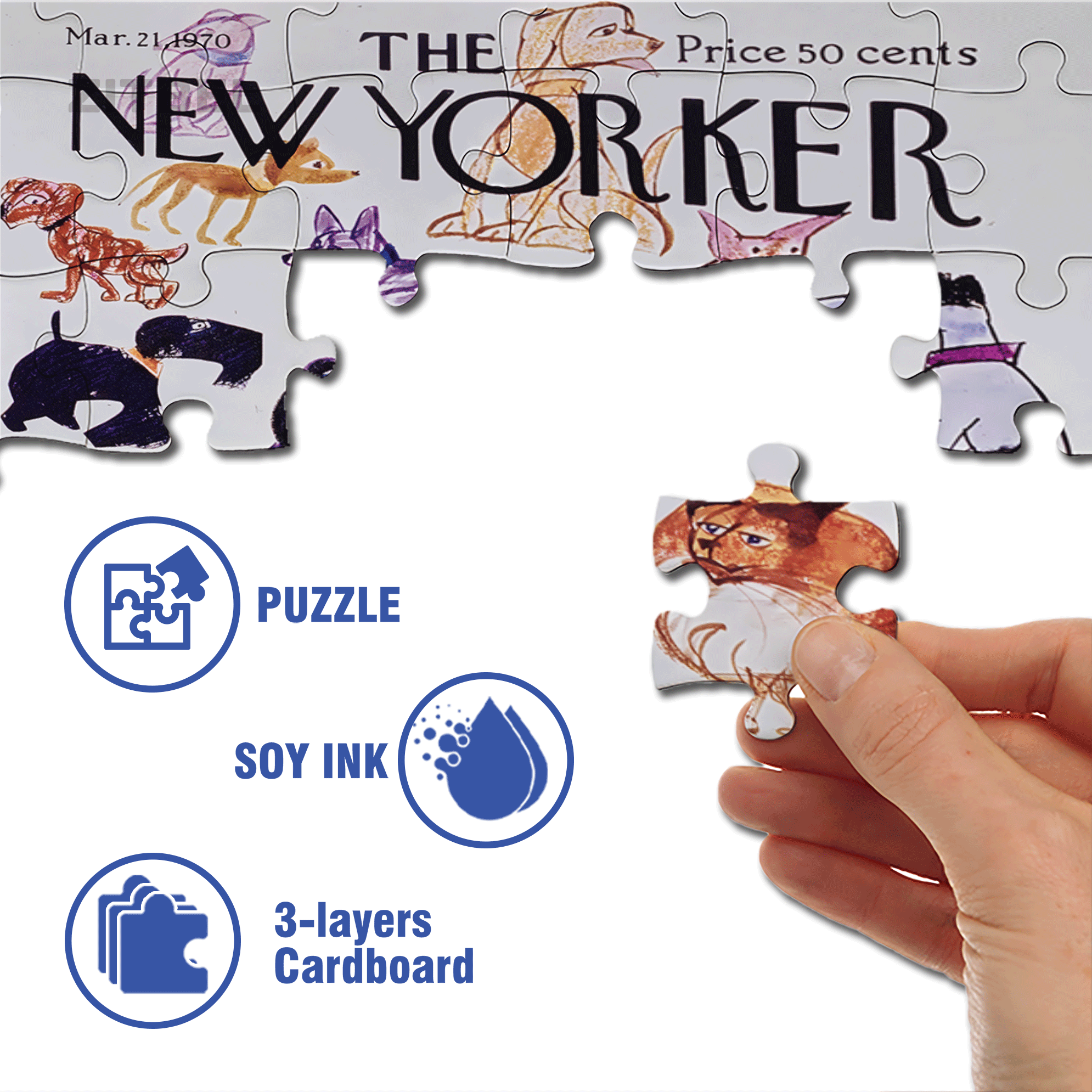 Doggies 500pcs/1000pcs Jigsaw Puzzle, Scratch-Resistant, Interactive Family Game & Brain-Boosting DIY Decor, Perfect for Halloween, Christmas & New Year Gifts, Family Puzzle Game
