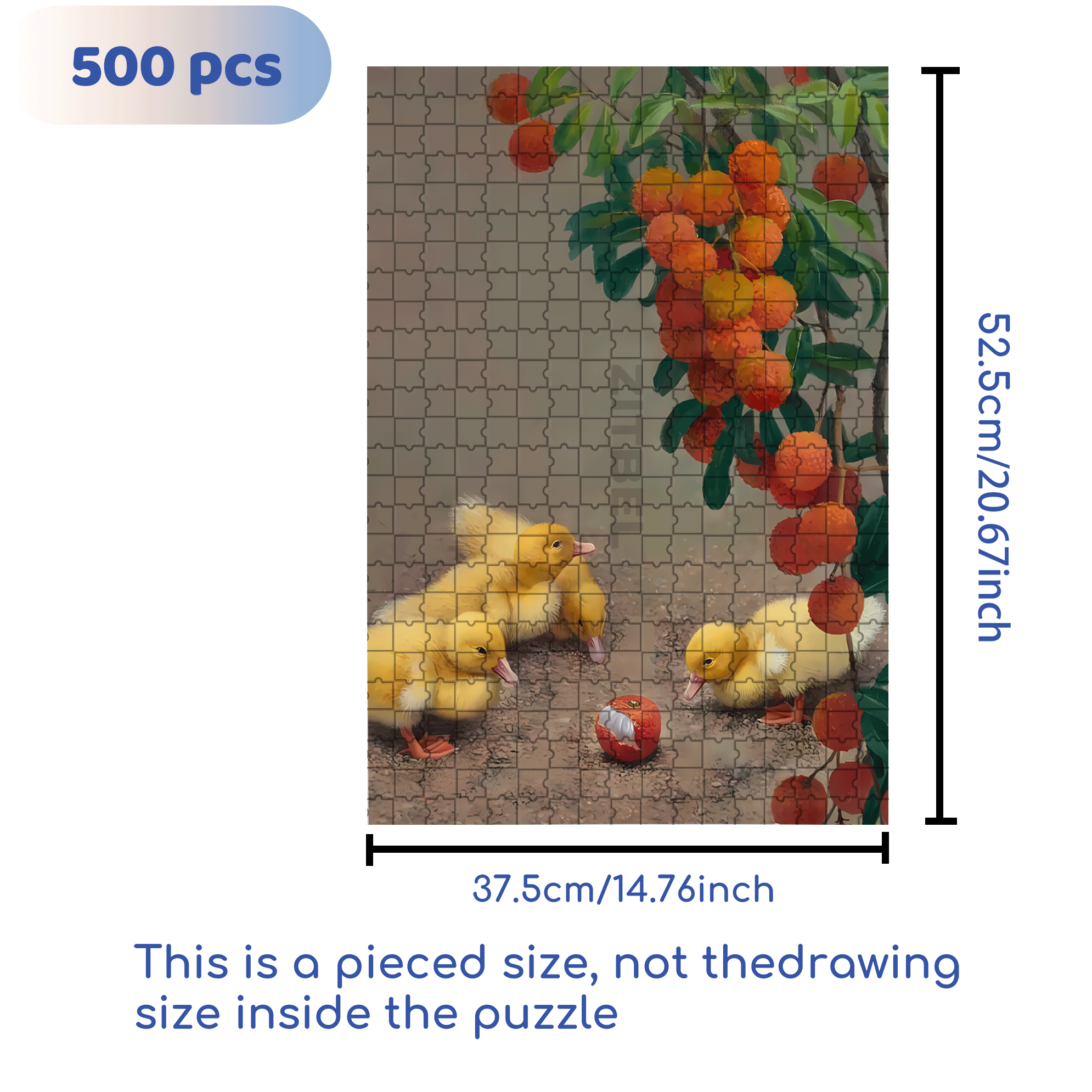 Duck and Lychee 500pcs/1000pcs Jigsaw Puzzle, Scratch-Resistant, Interactive Family Game & Brain-Boosting DIY Decor, Perfect for Halloween, Christmas & New Year Gifts, Family Puzzle Game