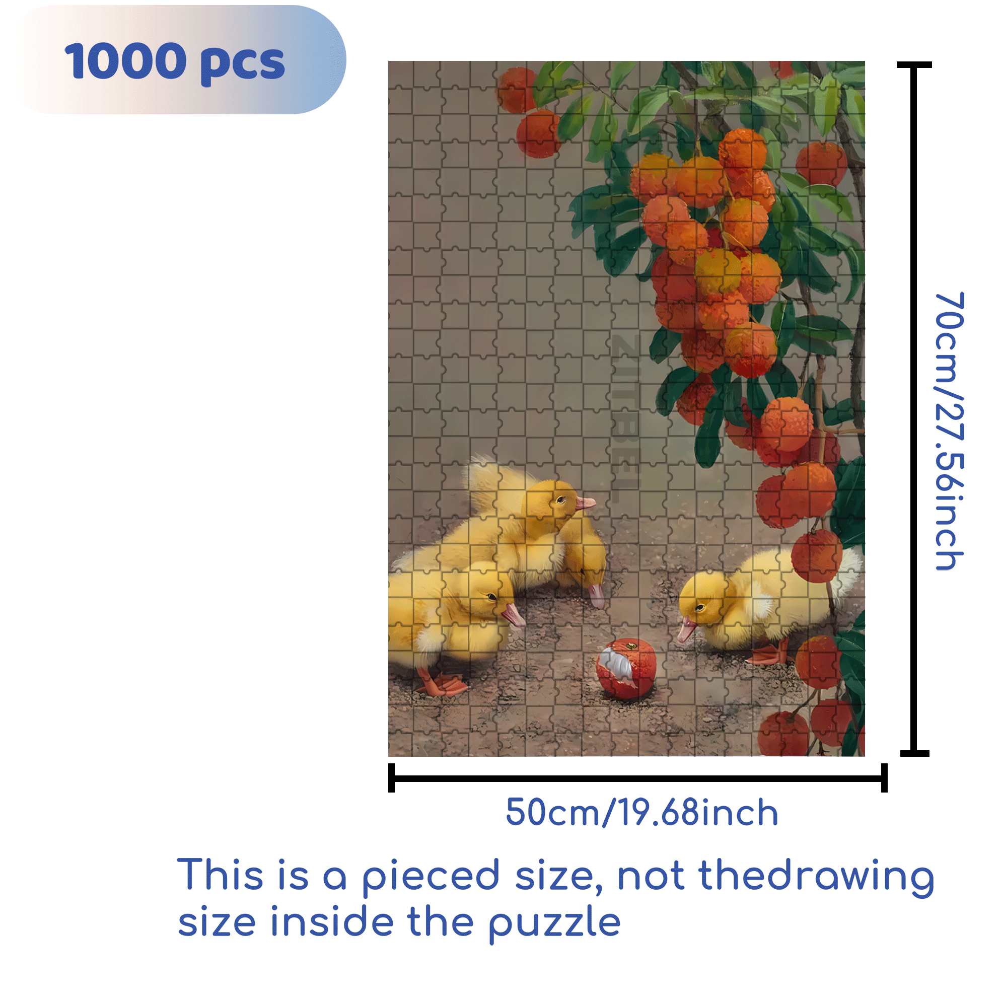 Duck and Lychee 500pcs/1000pcs Jigsaw Puzzle, Scratch-Resistant, Interactive Family Game & Brain-Boosting DIY Decor, Perfect for Halloween, Christmas & New Year Gifts, Family Puzzle Game