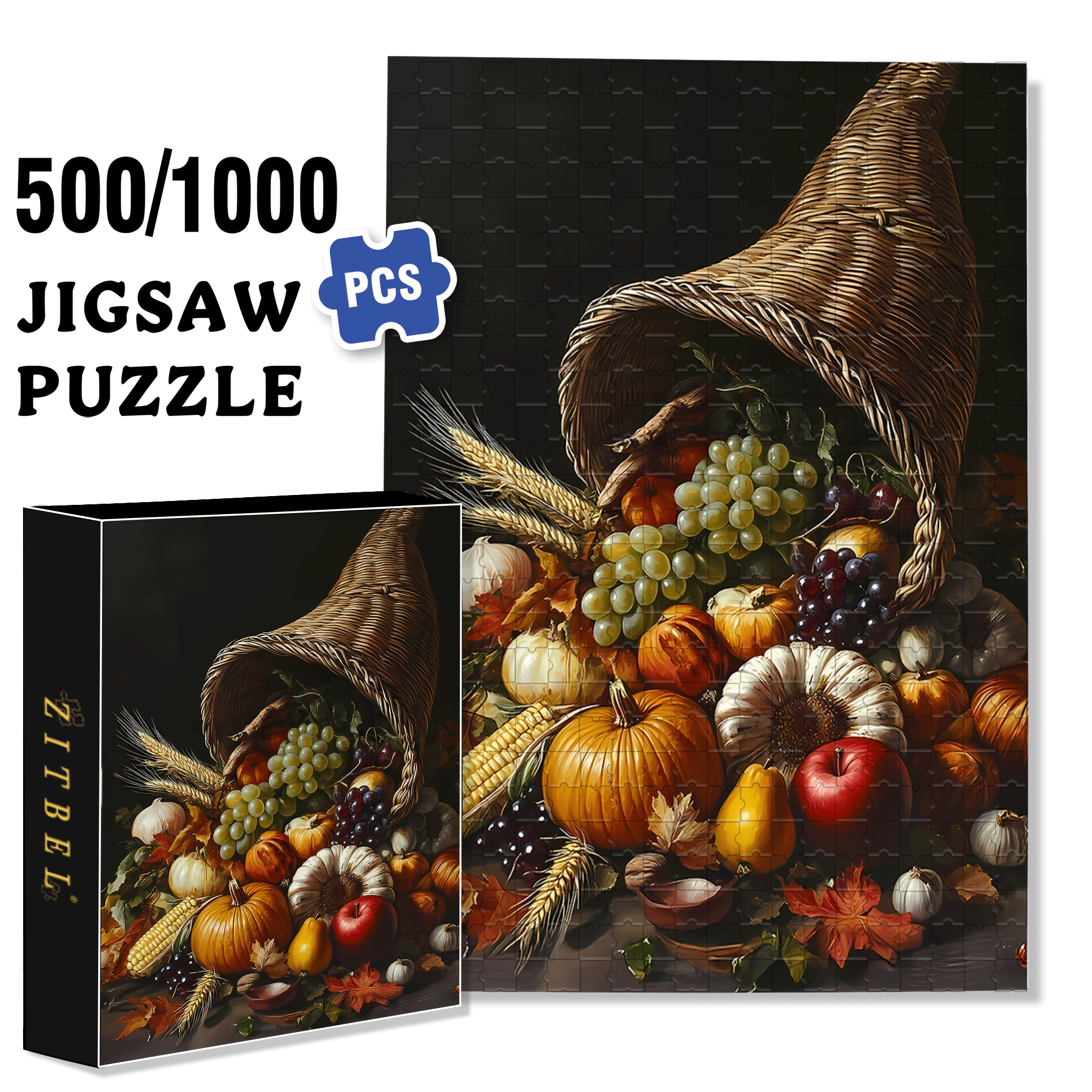 Fruits and Vegetables 2 500pcs/1000pcs Jigsaw Puzzle, Scratch-Resistant, Interactive Family Game & Brain-Boosting DIY Decor, Perfect for Halloween, Christmas & New Year Gifts, Family Puzzle Game