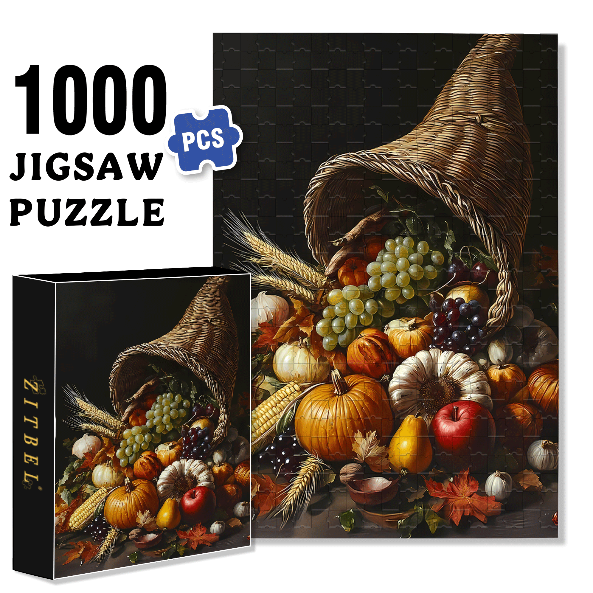 Fruits and Vegetables 2 500pcs/1000pcs Jigsaw Puzzle, Scratch-Resistant, Interactive Family Game & Brain-Boosting DIY Decor, Perfect for Halloween, Christmas & New Year Gifts, Family Puzzle Game