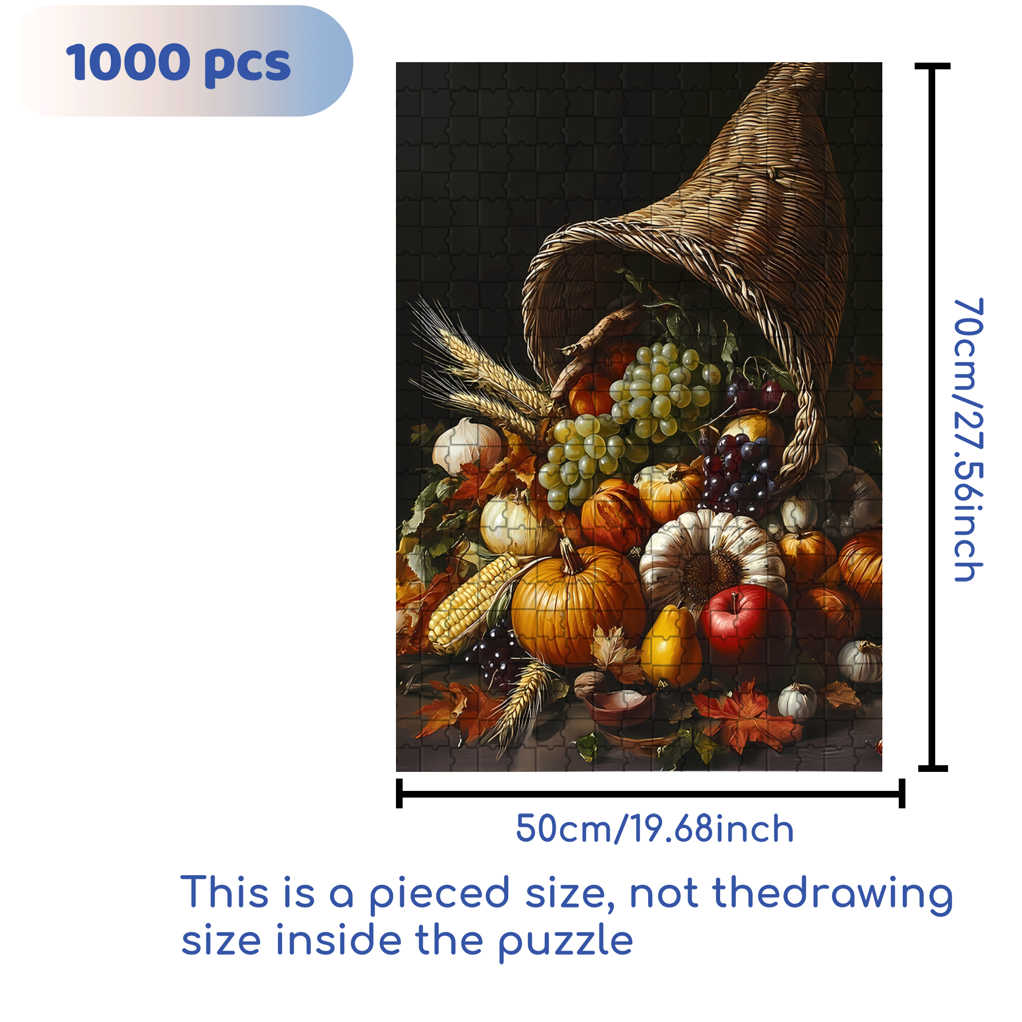 Fruits and Vegetables 2 500pcs/1000pcs Jigsaw Puzzle, Scratch-Resistant, Interactive Family Game & Brain-Boosting DIY Decor, Perfect for Halloween, Christmas & New Year Gifts, Family Puzzle Game