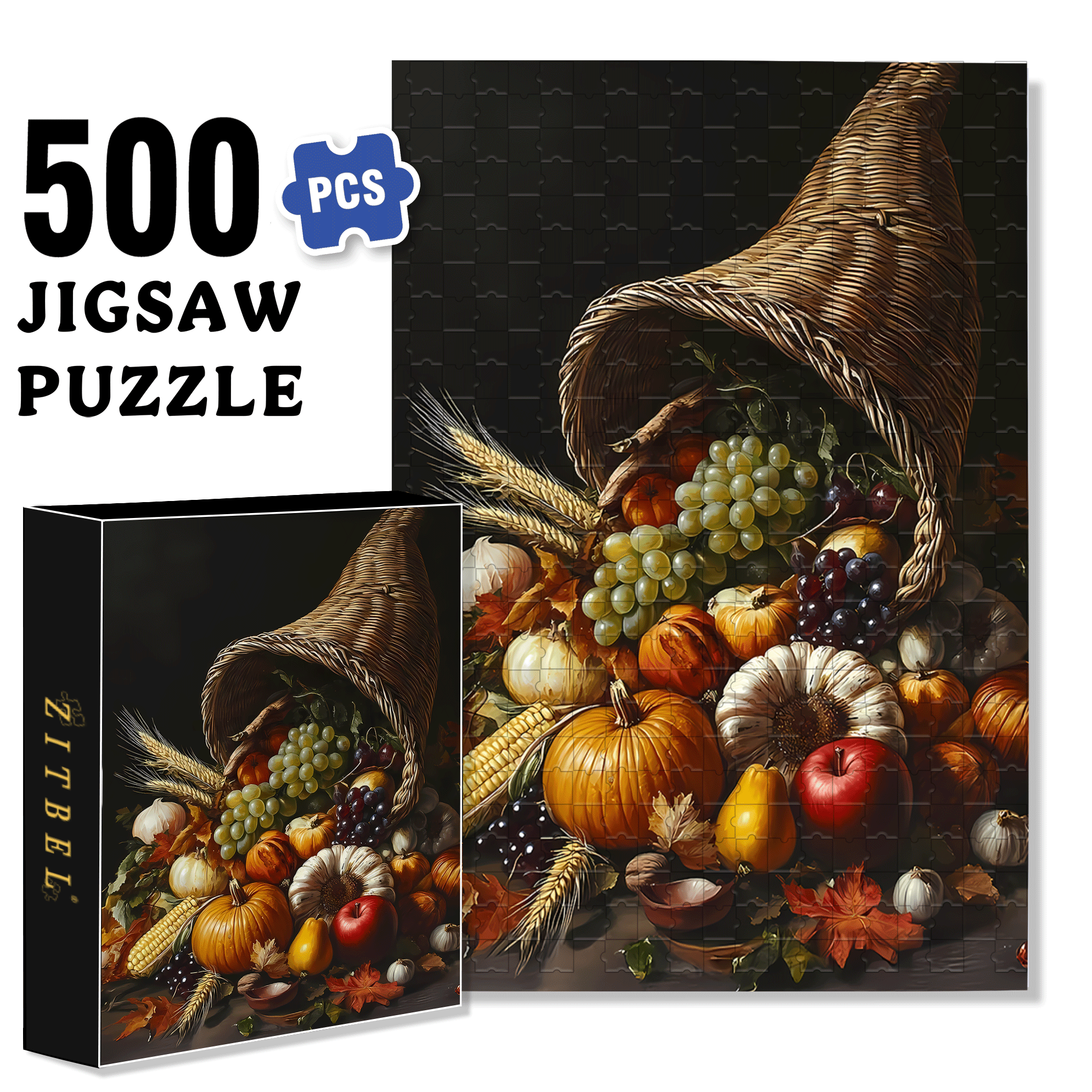 Fruits and Vegetables 2 500pcs/1000pcs Jigsaw Puzzle, Scratch-Resistant, Interactive Family Game & Brain-Boosting DIY Decor, Perfect for Halloween, Christmas & New Year Gifts, Family Puzzle Game
