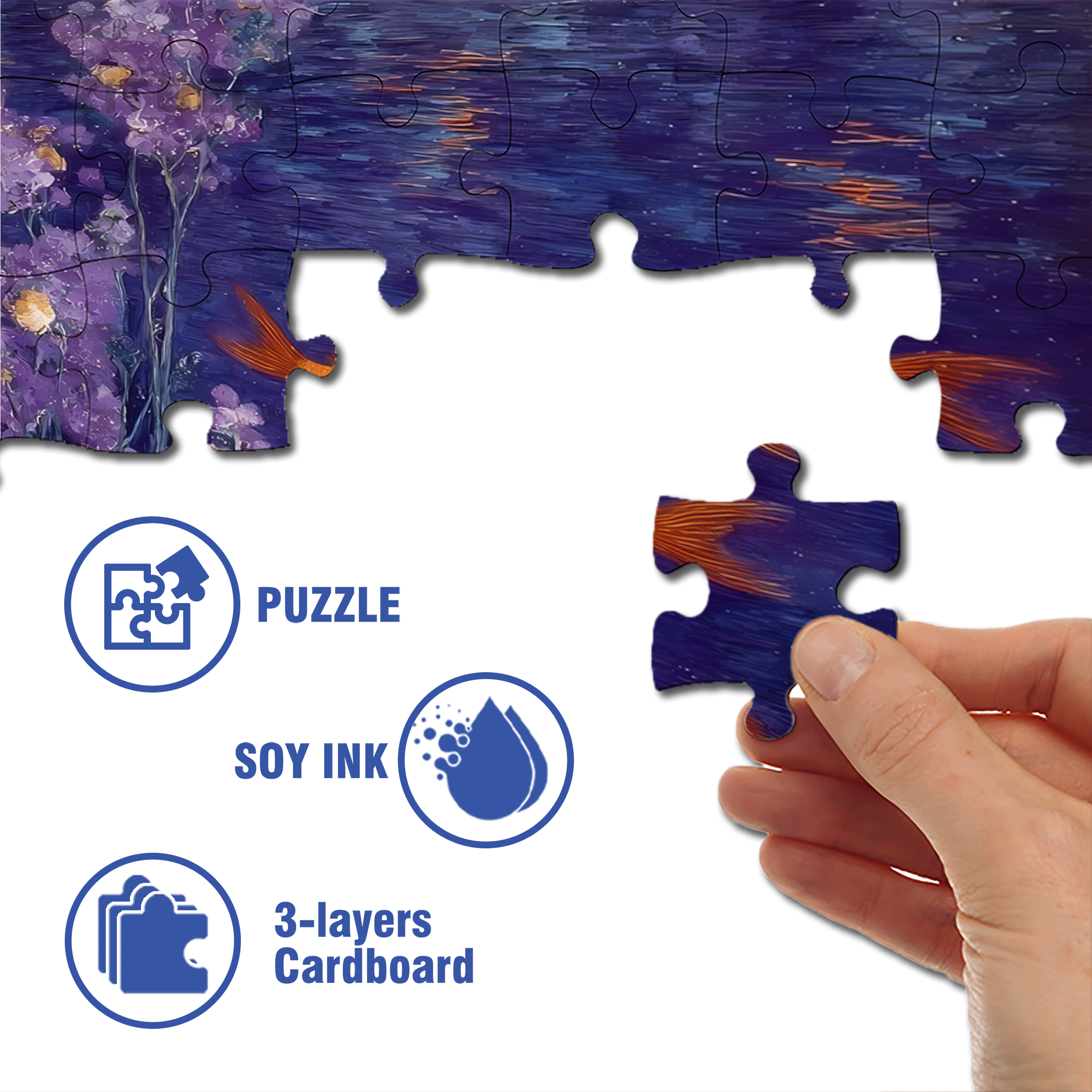 Glowing Goldfish 500pcs/1000pcs Jigsaw Puzzle, Scratch-Resistant, Interactive Family Game & Brain-Boosting DIY Decor, Perfect for Halloween, Christmas & New Year Gifts, Family Puzzle Game