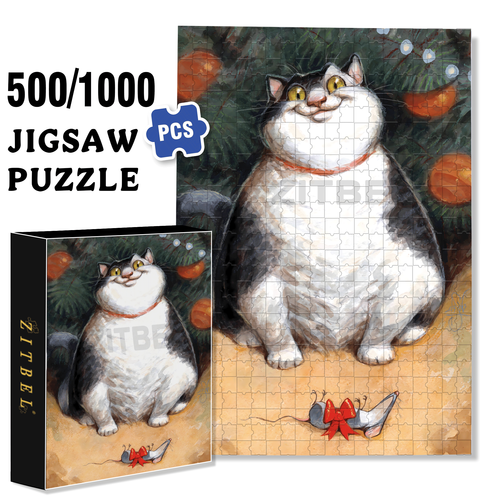 Go on, open it! 500pcs/1000pcs Jigsaw Puzzle, Scratch-Resistant, Interactive Family Game & Brain-Boosting DIY Decor, Perfect for Halloween, Christmas & New Year Gifts, Family Puzzle Game