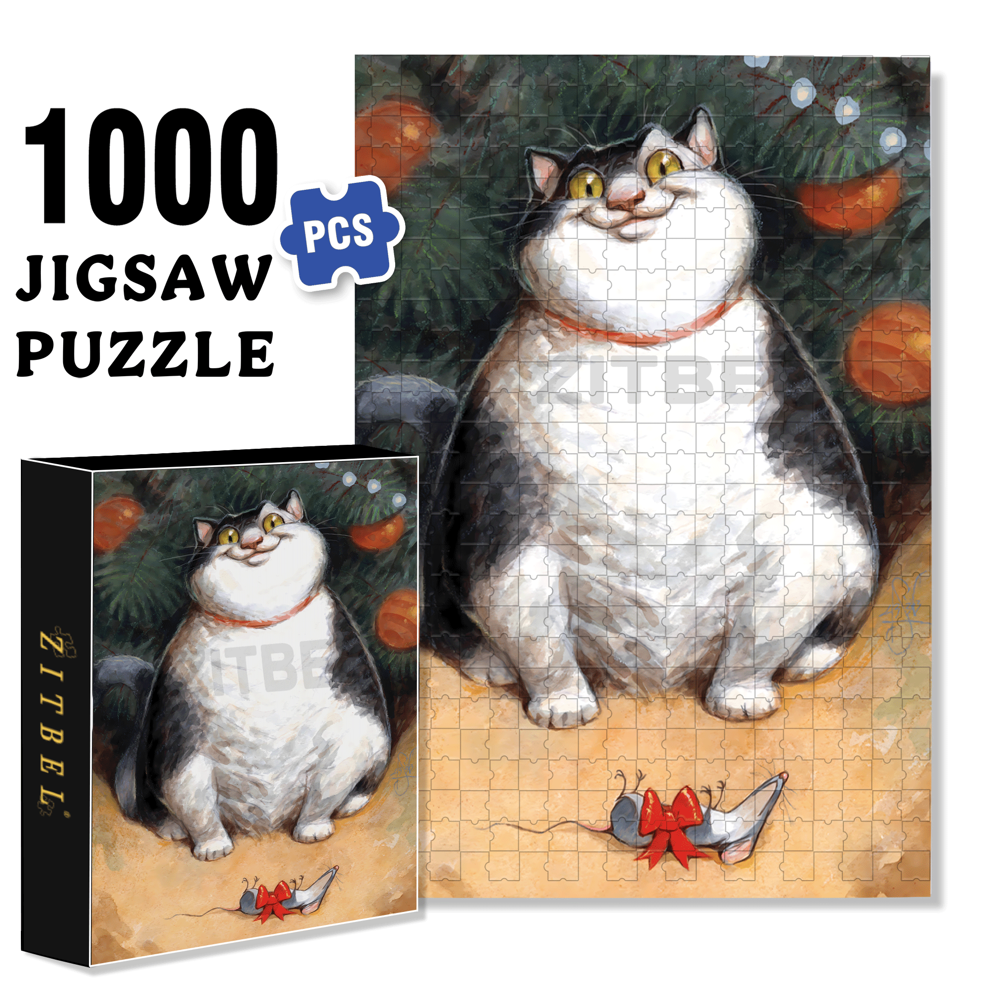 Go on, open it! 500pcs/1000pcs Jigsaw Puzzle, Scratch-Resistant, Interactive Family Game & Brain-Boosting DIY Decor, Perfect for Halloween, Christmas & New Year Gifts, Family Puzzle Game