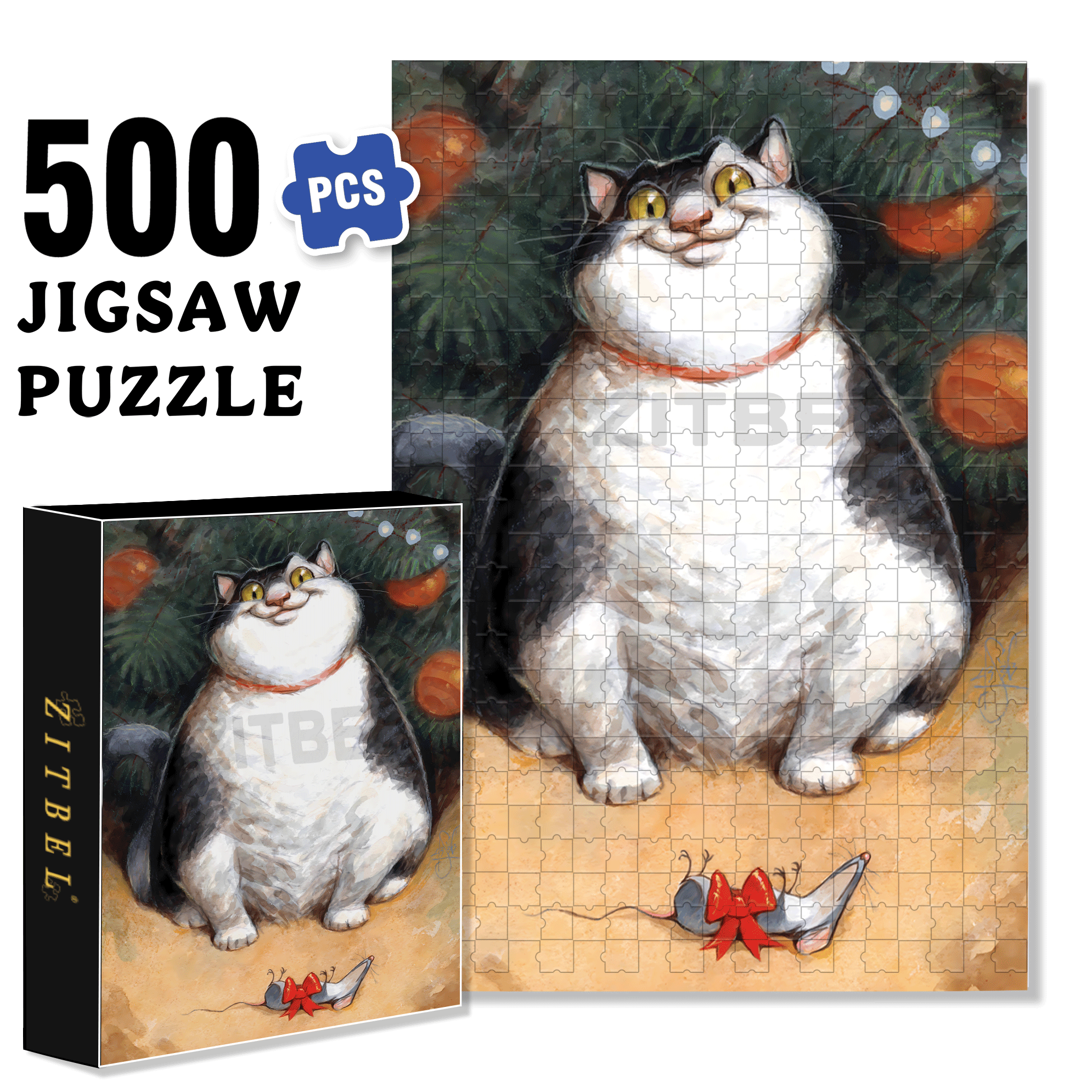 Go on, open it! 500pcs/1000pcs Jigsaw Puzzle, Scratch-Resistant, Interactive Family Game & Brain-Boosting DIY Decor, Perfect for Halloween, Christmas & New Year Gifts, Family Puzzle Game