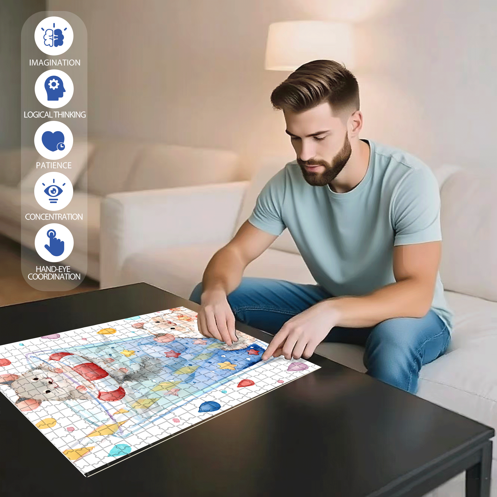 Hamster's Happiness 500pcs/1000pcs Jigsaw Puzzle, Scratch-Resistant, Interactive Family Game & Brain-Boosting DIY Decor, Perfect for Halloween, Christmas & New Year Gifts, Family Puzzle Game