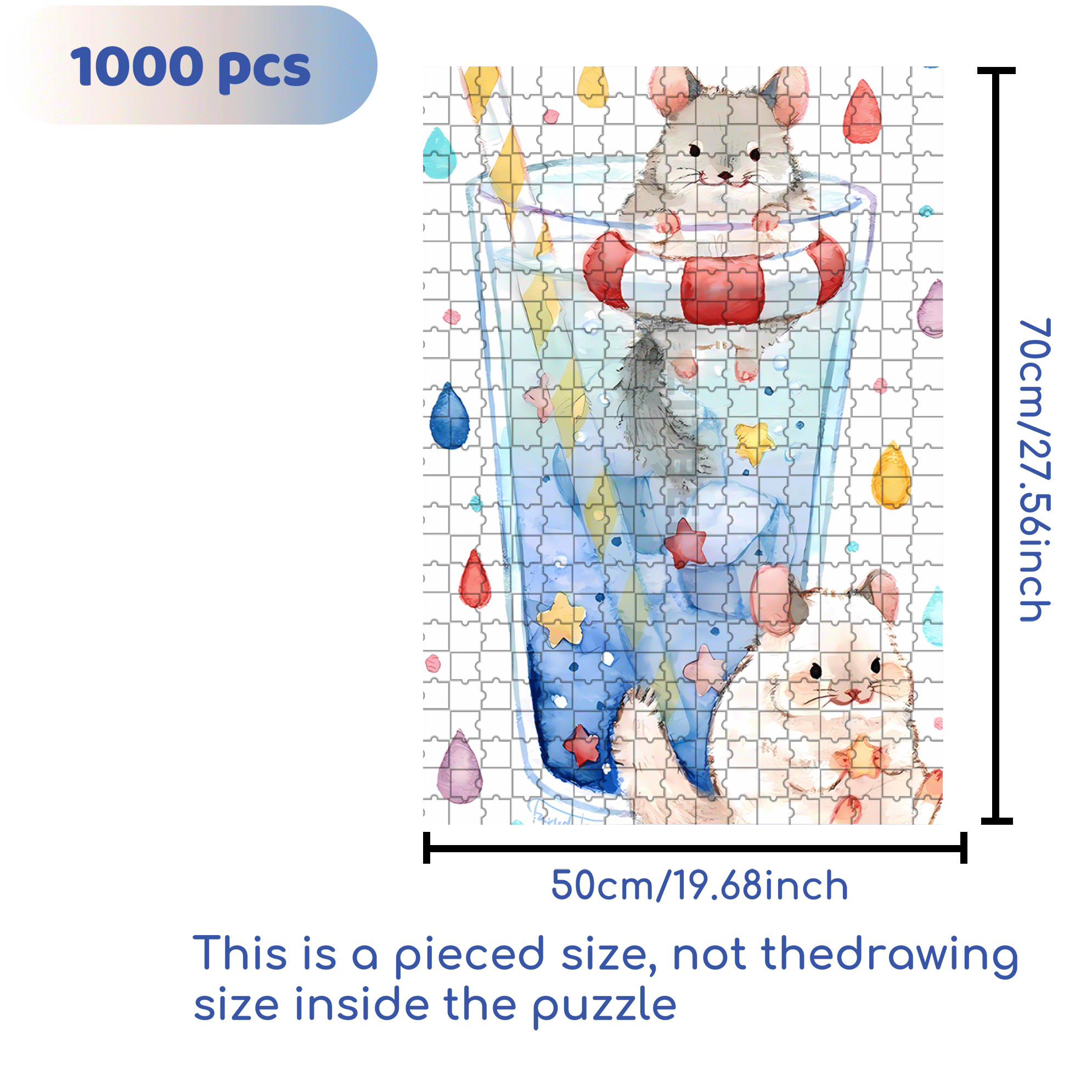 Hamster's Happiness 500pcs/1000pcs Jigsaw Puzzle, Scratch-Resistant, Interactive Family Game & Brain-Boosting DIY Decor, Perfect for Halloween, Christmas & New Year Gifts, Family Puzzle Game