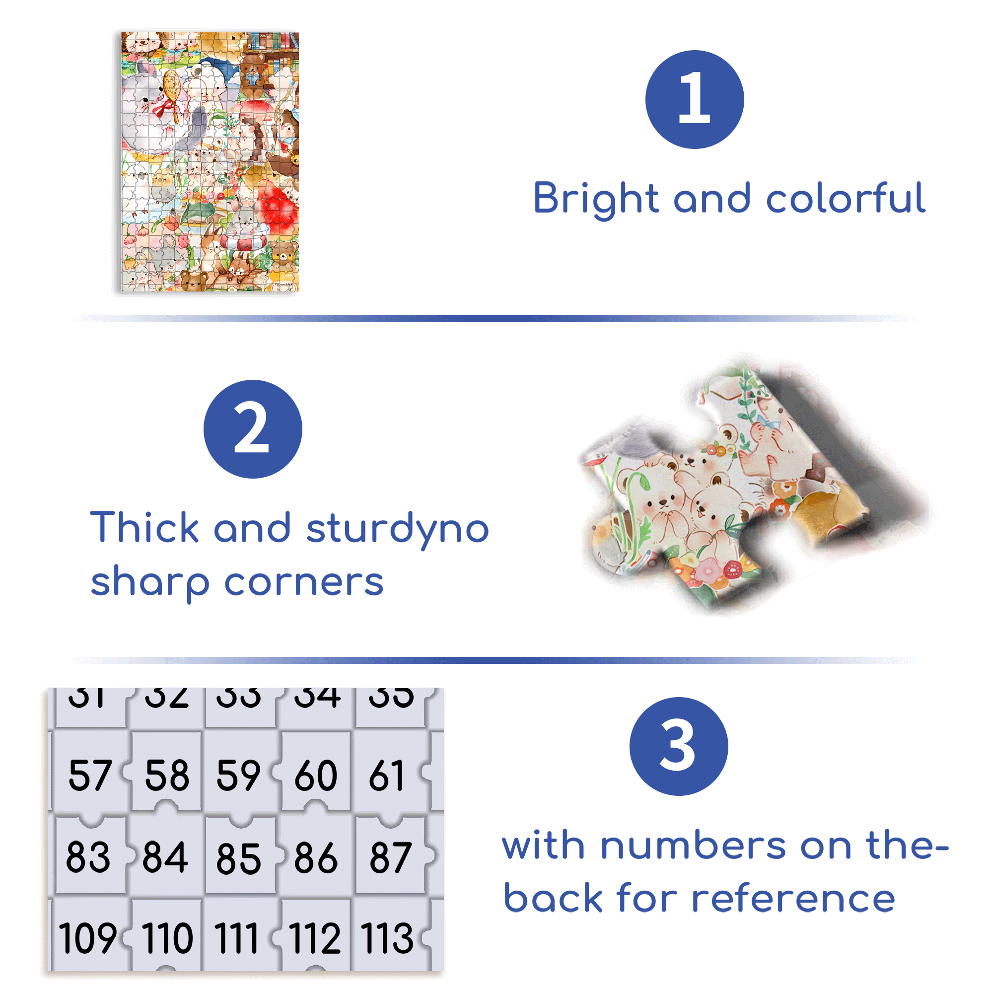 Happy Little Animals 500pcs/1000pcs Jigsaw Puzzle, Scratch-Resistant, Interactive Family Game & Brain-Boosting DIY Decor, Perfect for Halloween, Christmas & New Year Gifts, Family Puzzle Game