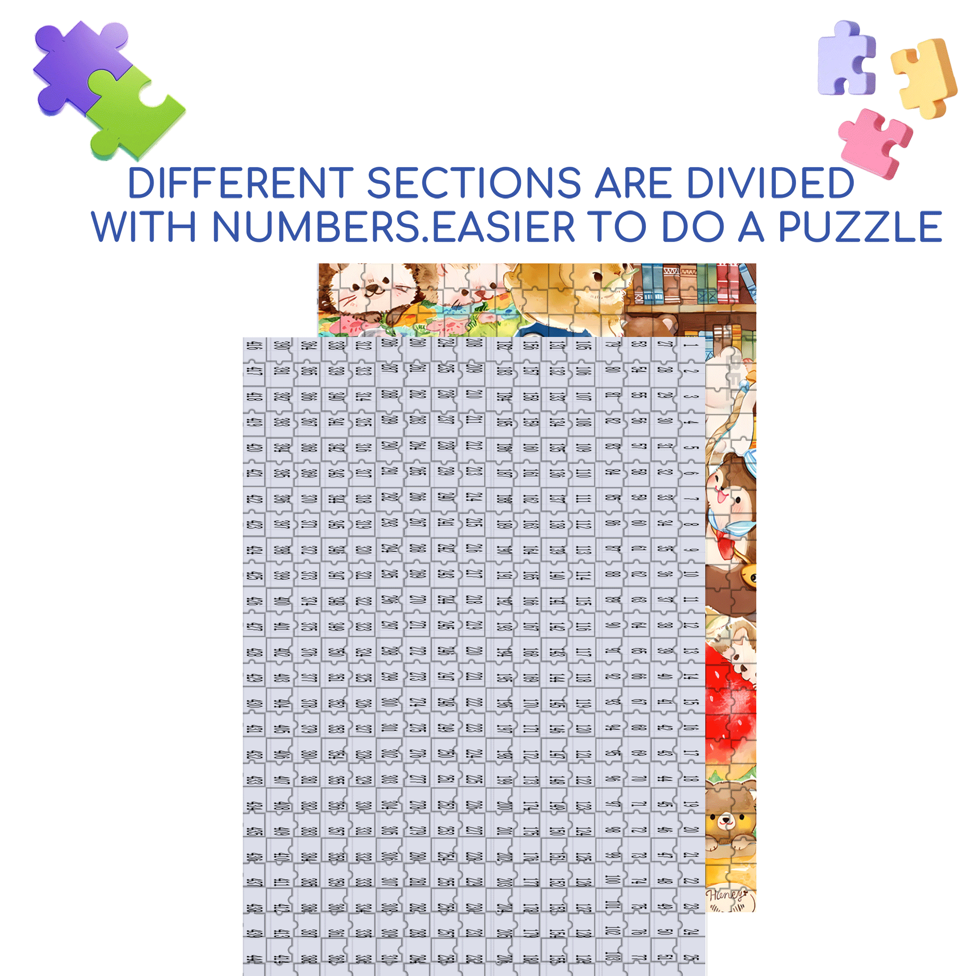 Happy Little Animals 500pcs/1000pcs Jigsaw Puzzle, Scratch-Resistant, Interactive Family Game & Brain-Boosting DIY Decor, Perfect for Halloween, Christmas & New Year Gifts, Family Puzzle Game
