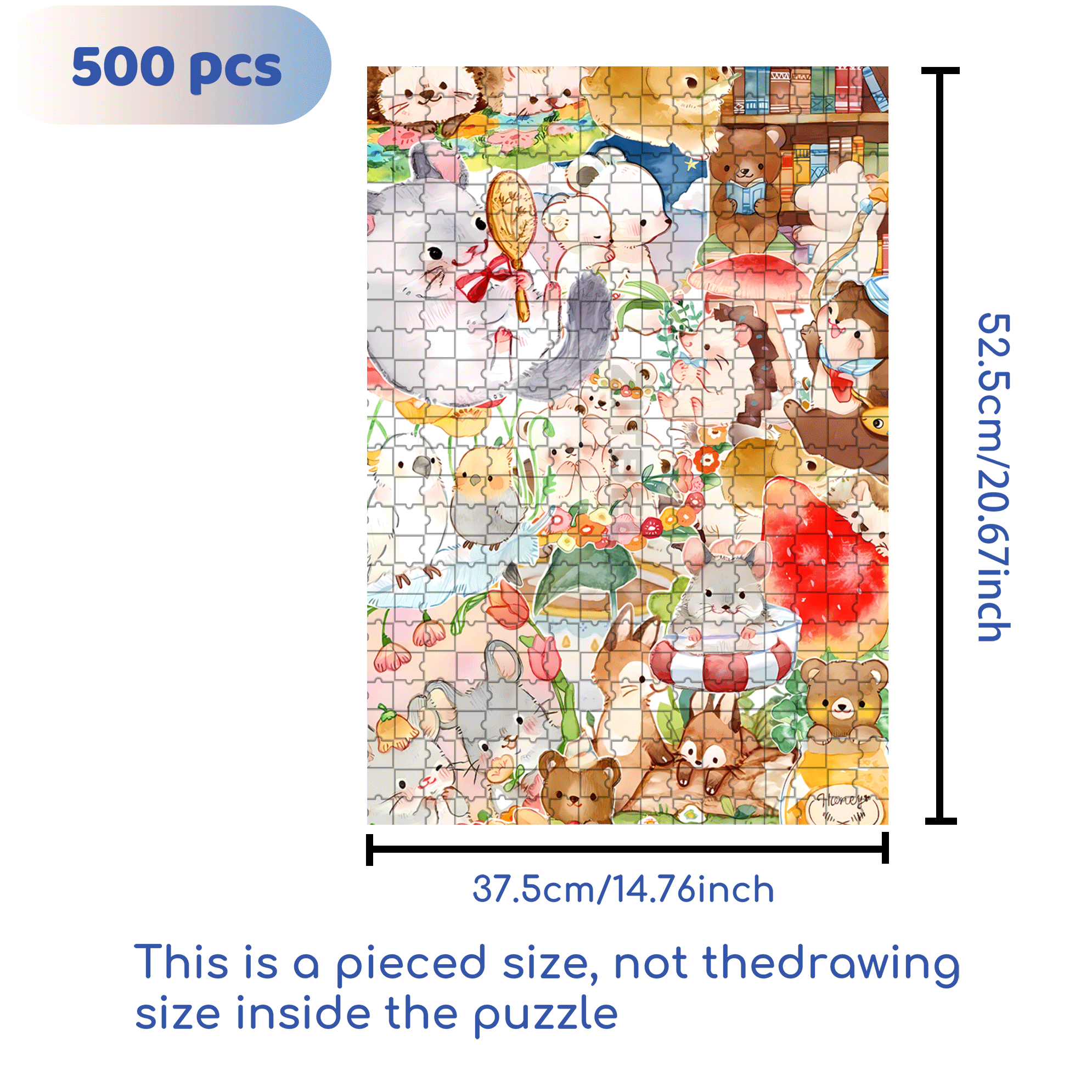 Happy Little Animals 500pcs/1000pcs Jigsaw Puzzle, Scratch-Resistant, Interactive Family Game & Brain-Boosting DIY Decor, Perfect for Halloween, Christmas & New Year Gifts, Family Puzzle Game