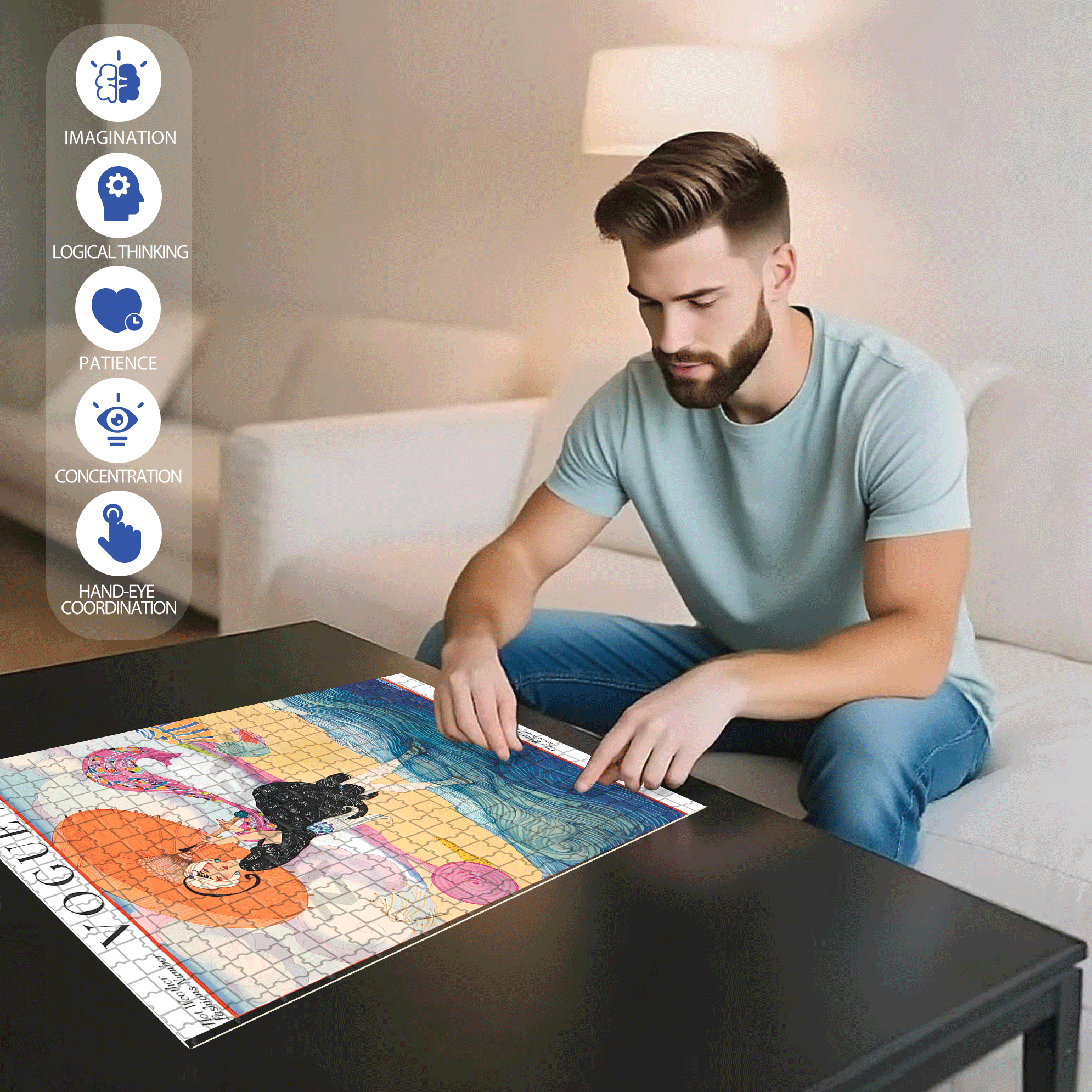 How the Wind Blows 500pcs/1000pcs Jigsaw Puzzle, Scratch-Resistant, Interactive Family Game & Brain-Boosting DIY Decor, Perfect for Halloween, Christmas & New Year Gifts, Family Puzzle Game