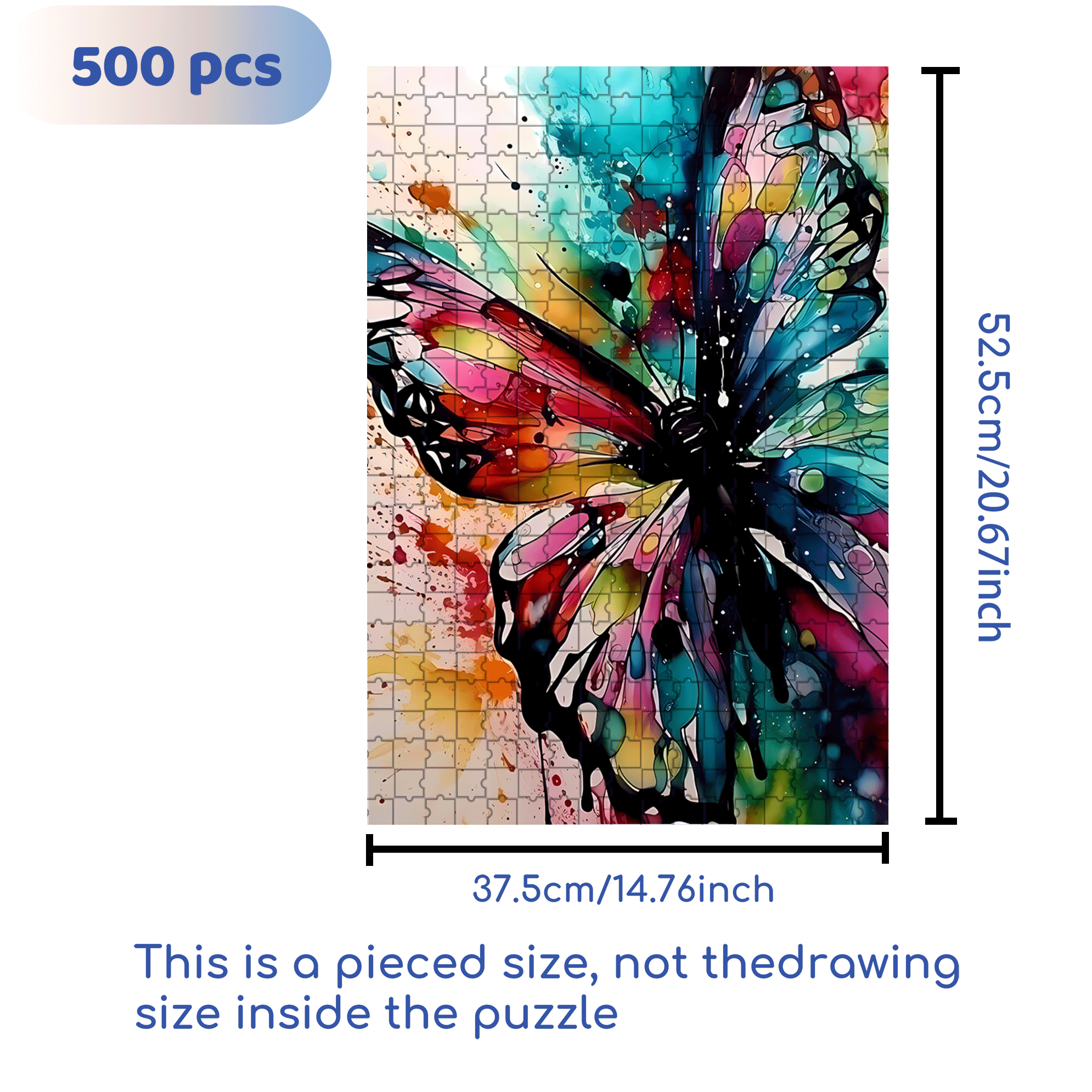 Impression Butterfly 500pcs/1000pcs Jigsaw Puzzle, Scratch-Resistant, Interactive Family Game & Brain-Boosting DIY Decor, Perfect for Halloween, Christmas & New Year Gifts, Family Puzzle Game