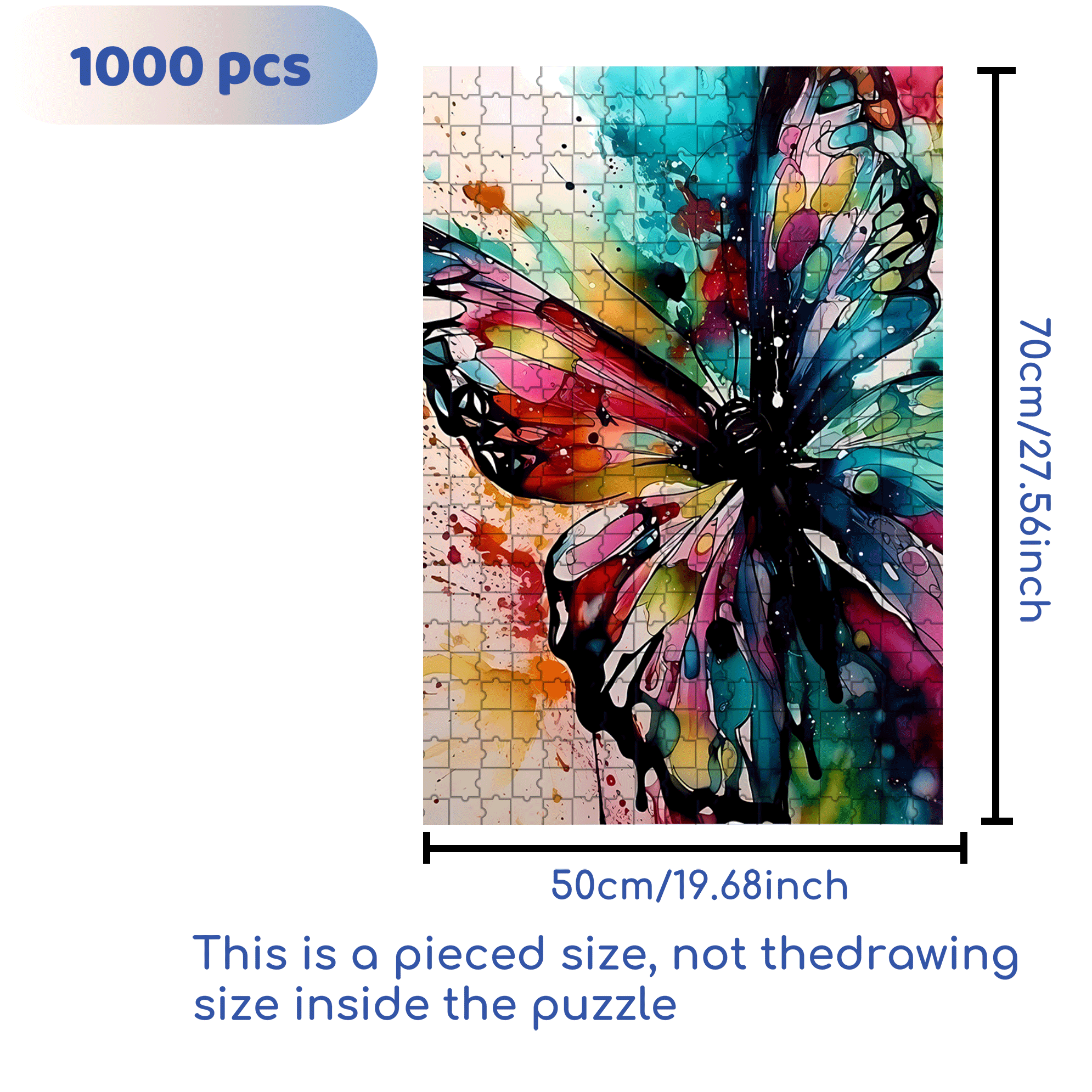 Impression Butterfly 500pcs/1000pcs Jigsaw Puzzle, Scratch-Resistant, Interactive Family Game & Brain-Boosting DIY Decor, Perfect for Halloween, Christmas & New Year Gifts, Family Puzzle Game